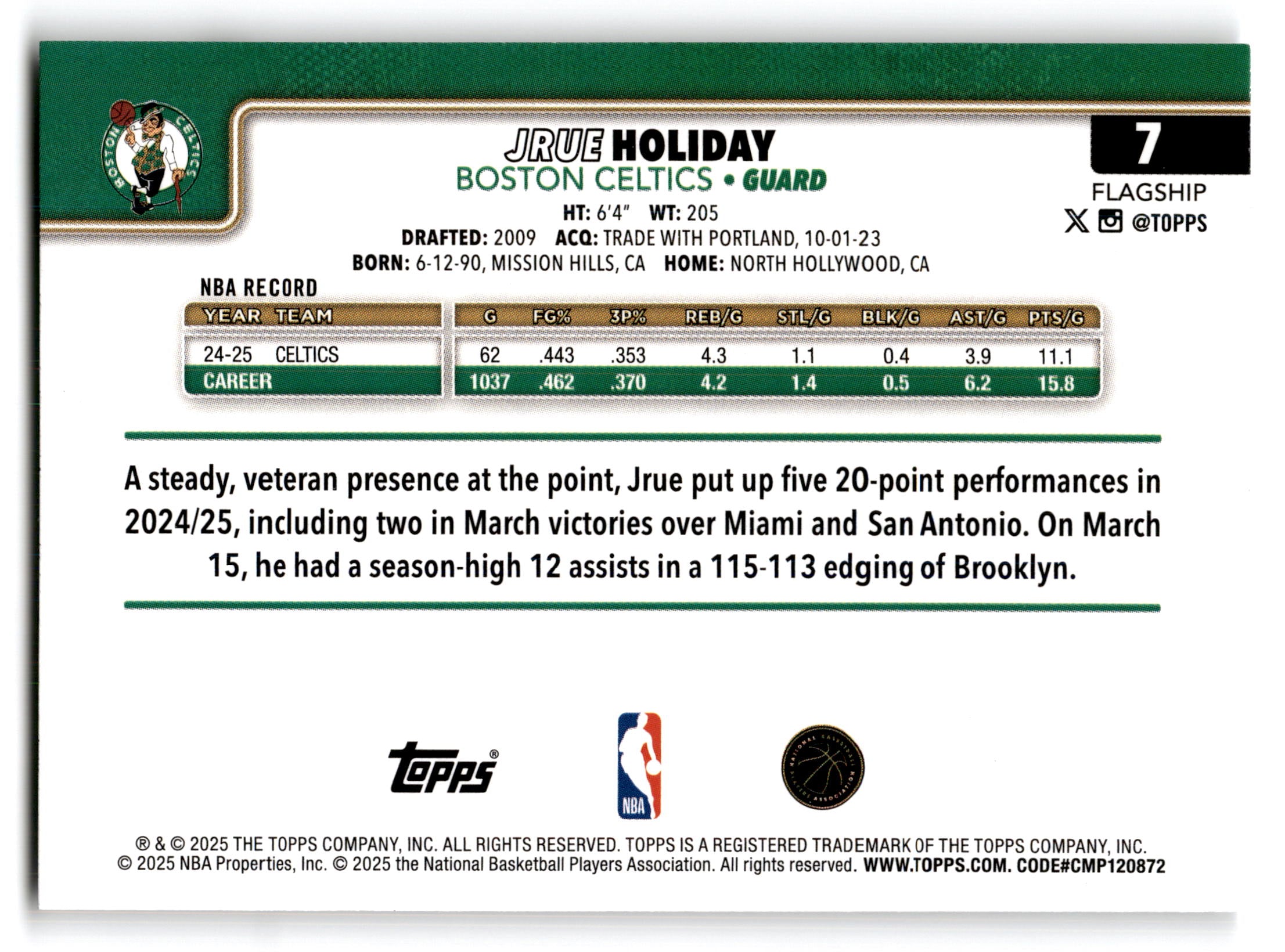 2025 Topps Flagship Jrue Holiday #7