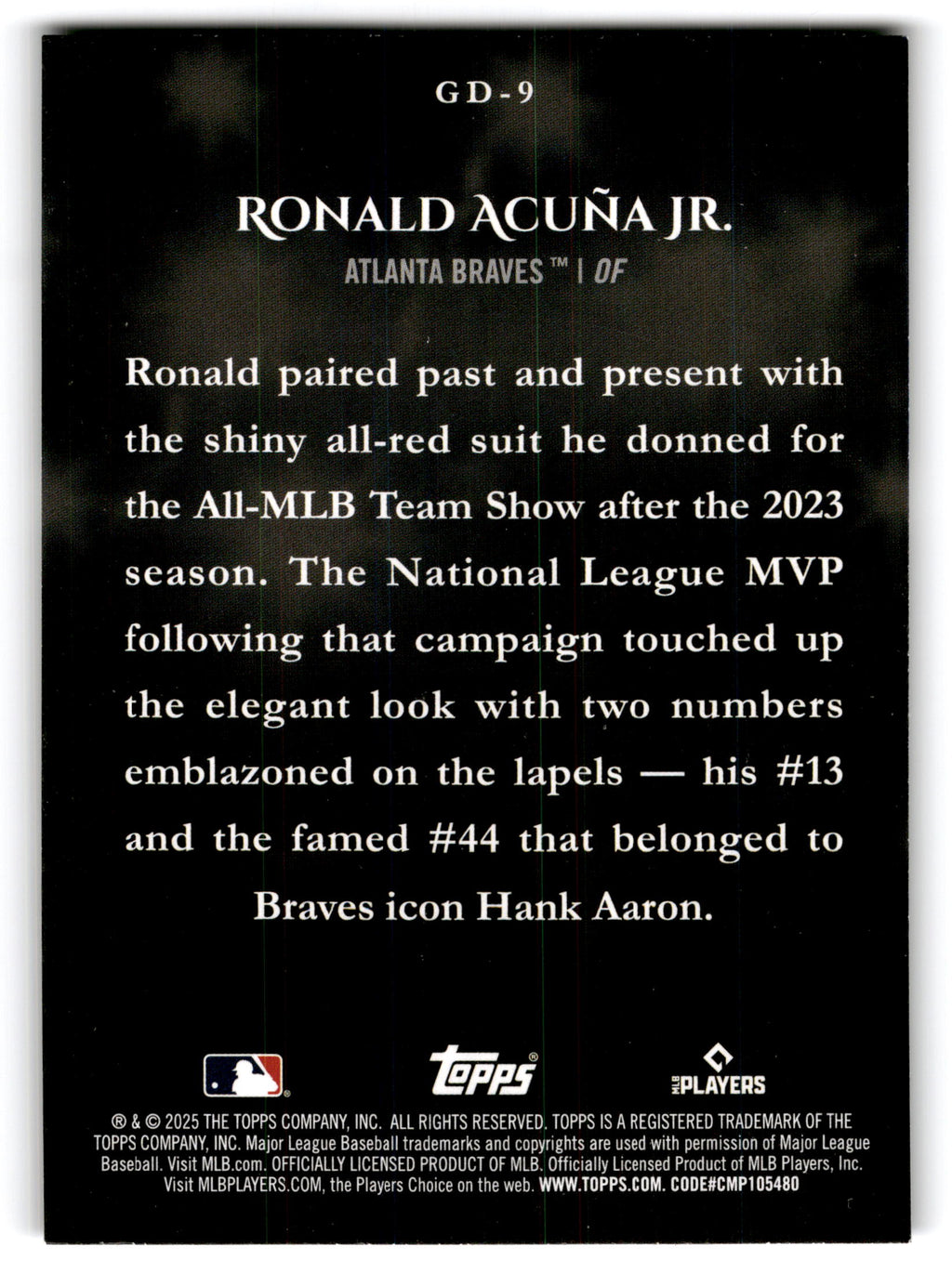 2025 Topps Gameday Drip Ronald Acuña Jr. #GD-9