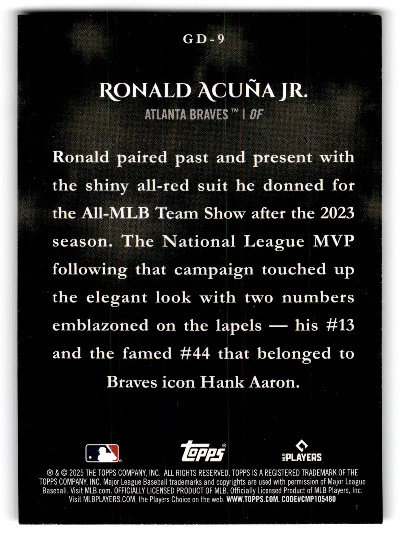 2025 Topps Gameday Drip Ronald Acuña Jr. #GD-9