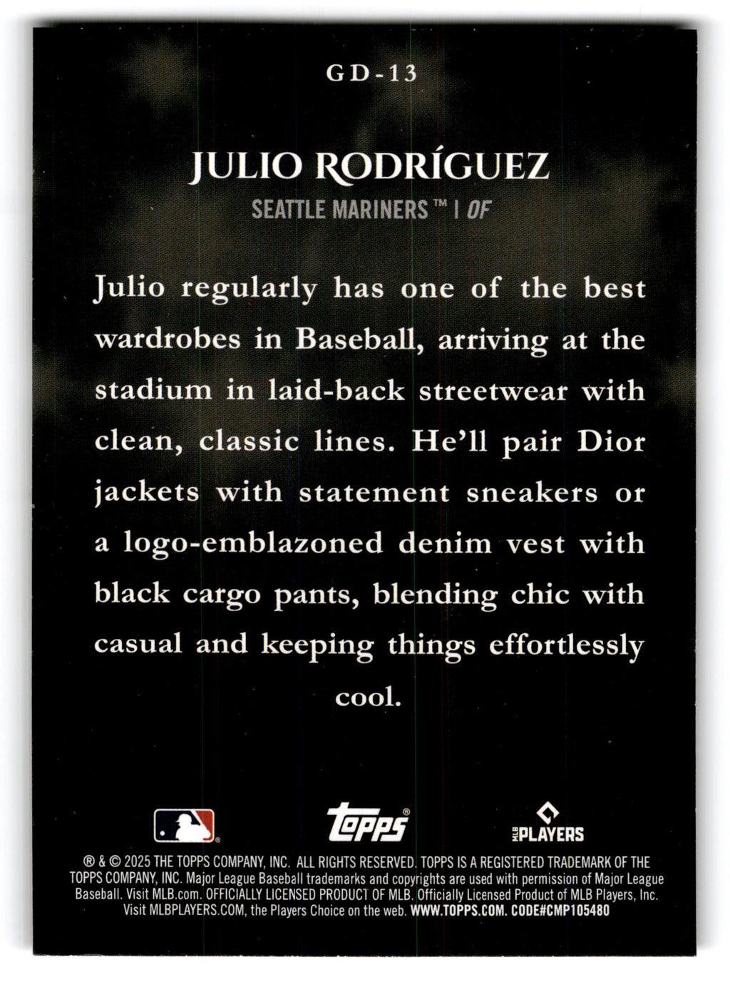 2025 Topps Gameday Drip Julio Rodríguez #GD-13
