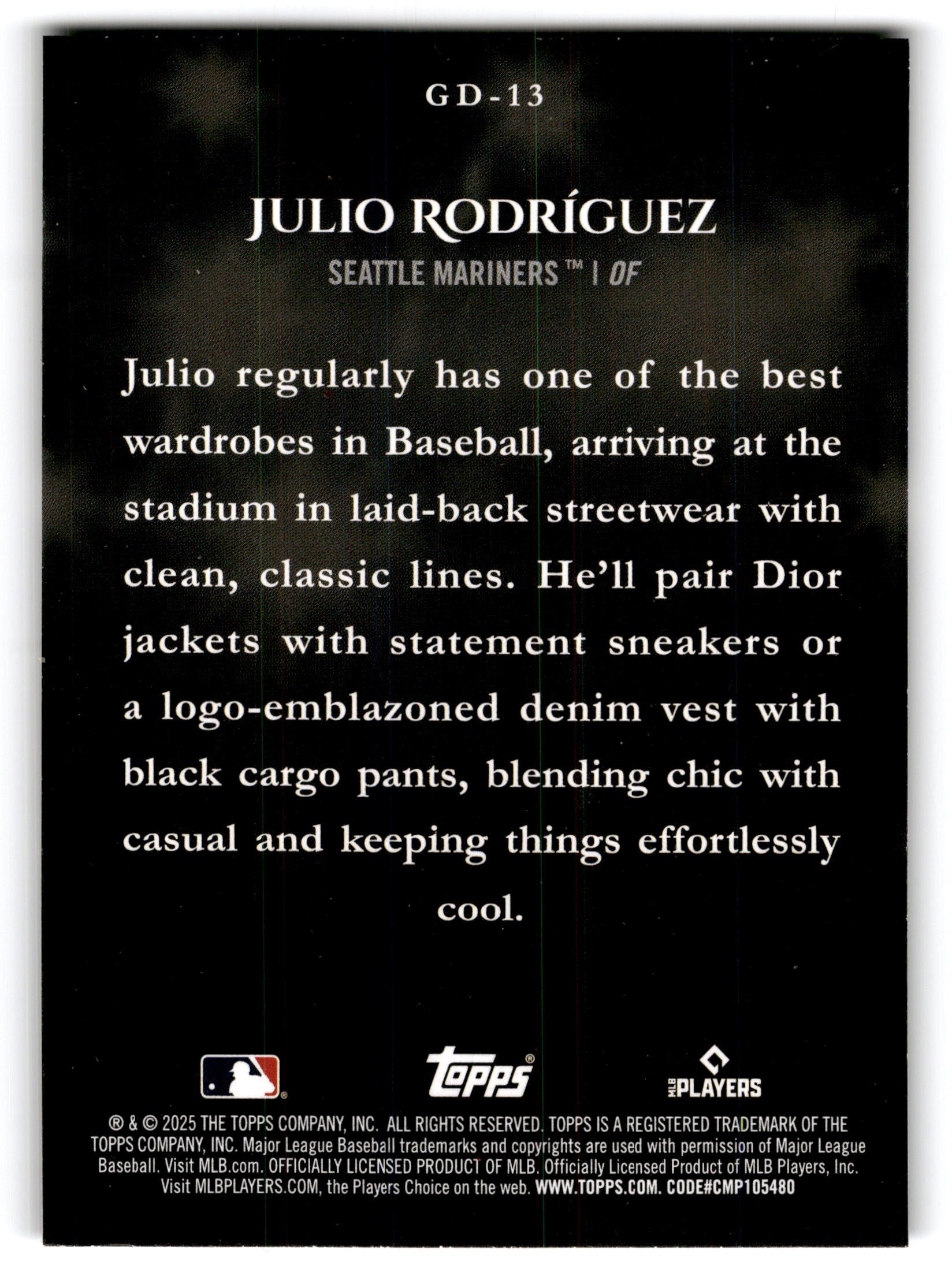 2025 Topps Gameday Drip Julio Rodríguez #GD-13