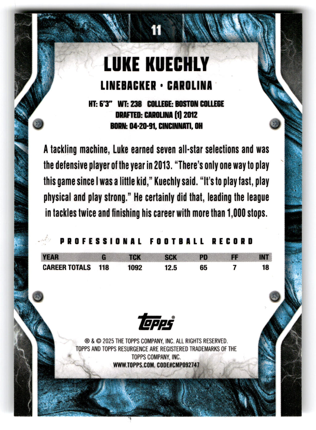 2015 Topps Luke Kuechly #11