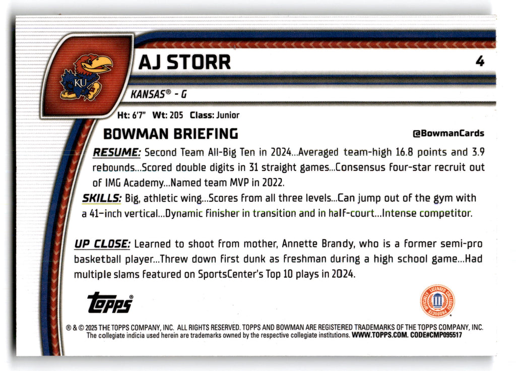2025 Topps Bowman U Chrome AJ Storr #4