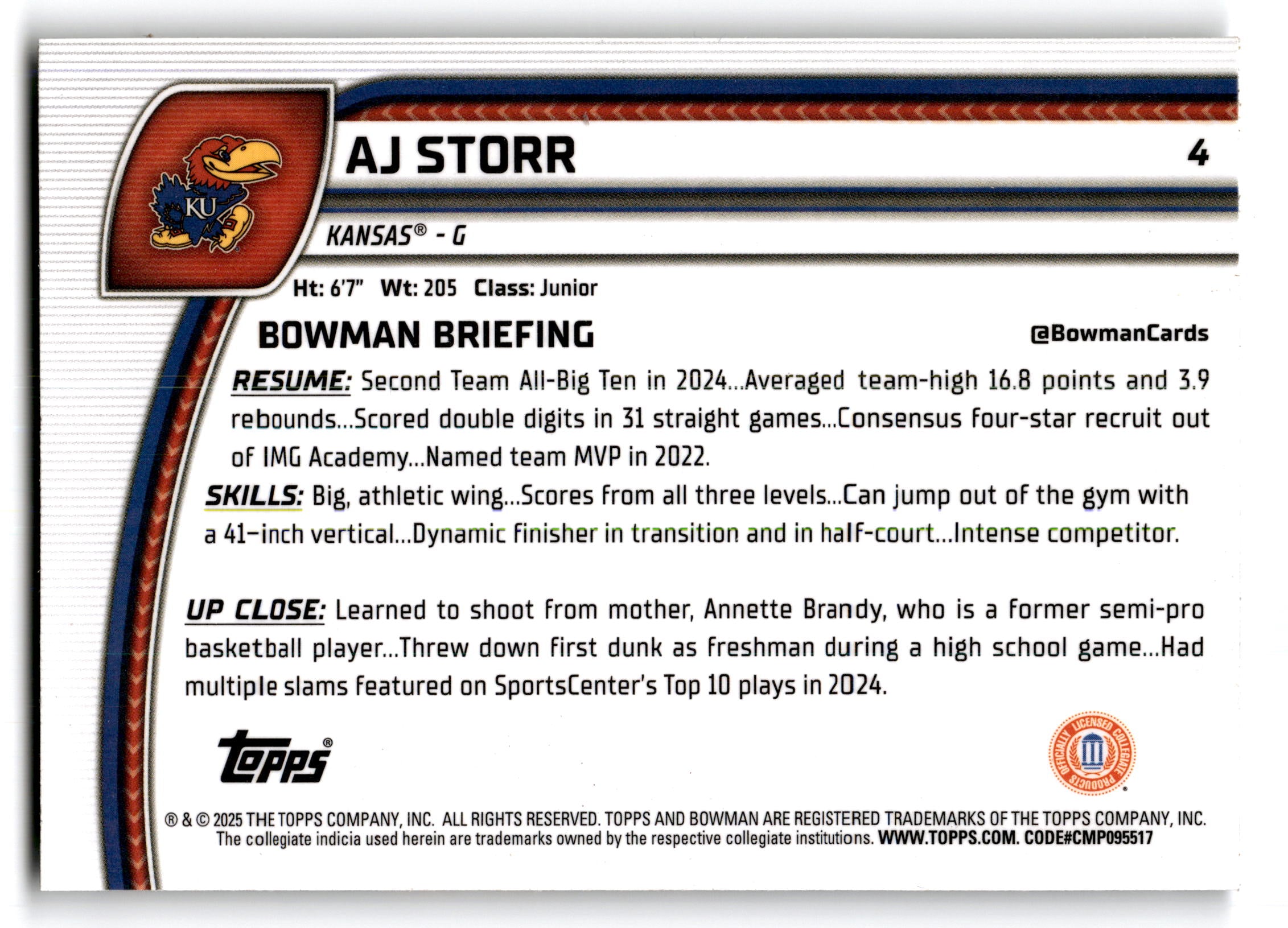 2025 Topps Bowman U Chrome AJ Storr #4
