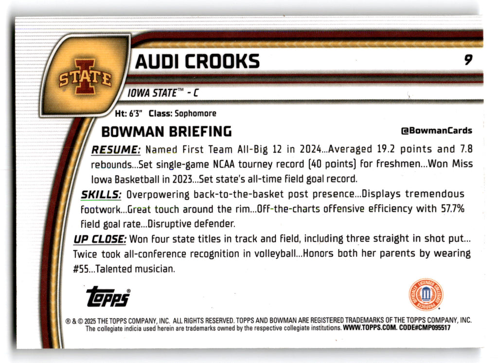 2025 Bowman U Chrome Audi Crooks #9