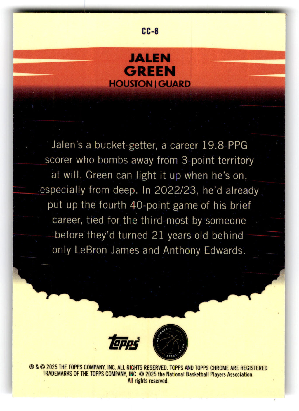 2025 Topps Chrome Countdown Complete Jalen Green #CC-8
