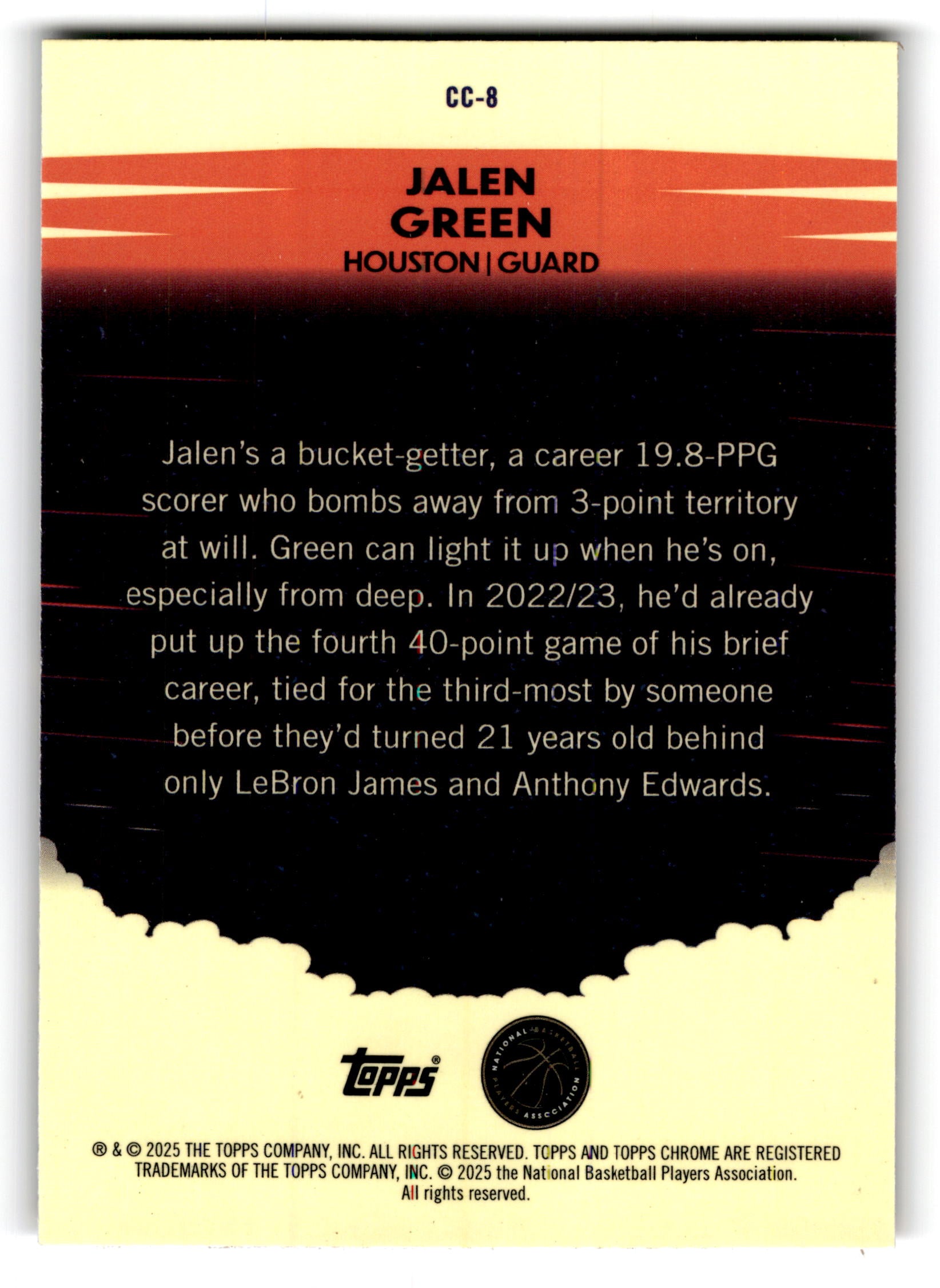 2025 Topps Chrome Countdown Complete Jalen Green #CC-8