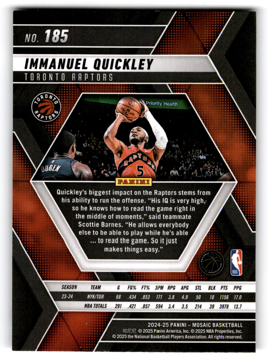 2025 Panini Mosaic Basketball Immanuel Quickley #185