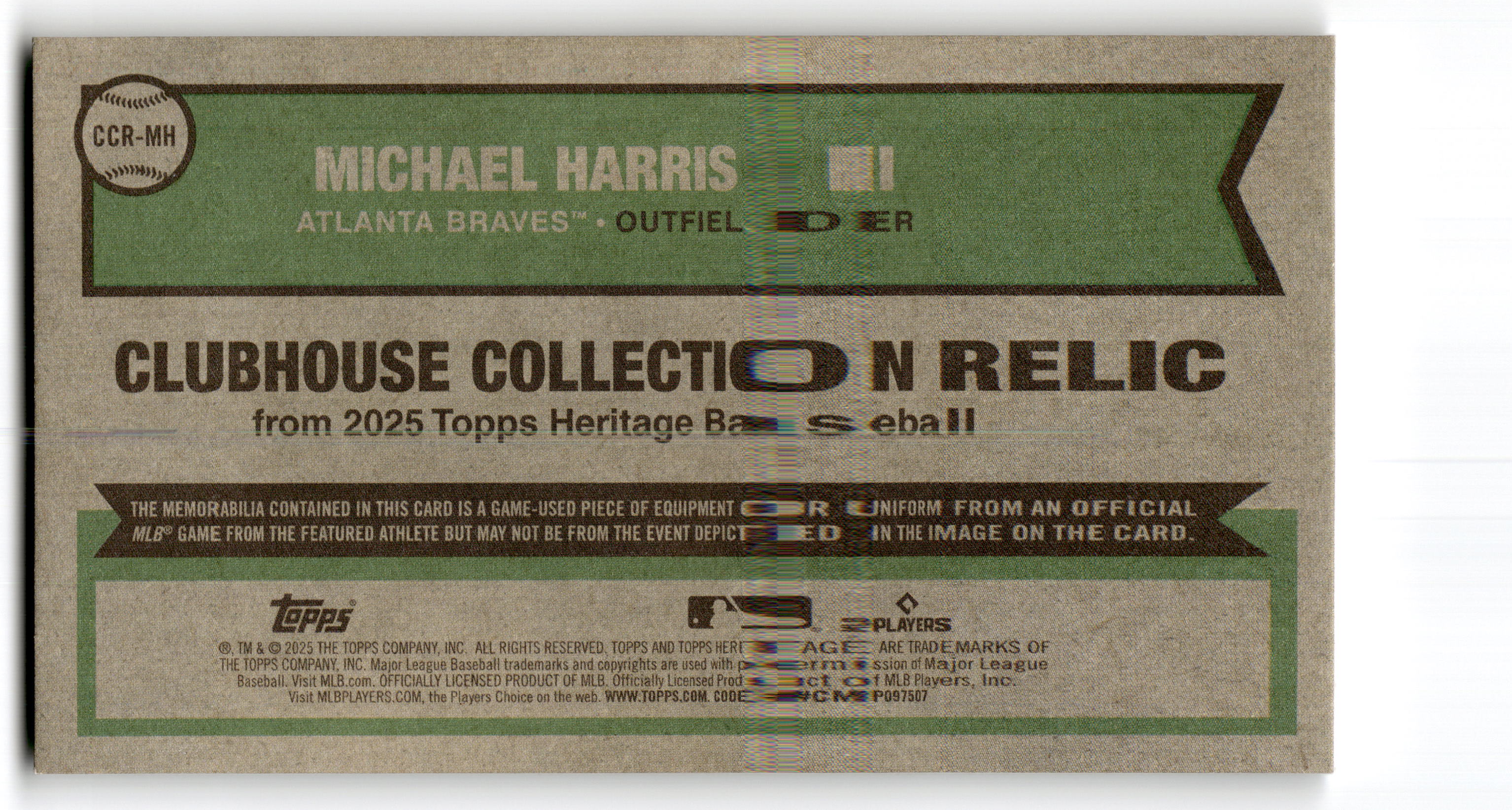 2025 Topps Heritage Clubhouse Collection Michael Harris II #CCR-MH Relic Game-Used Memorabilia