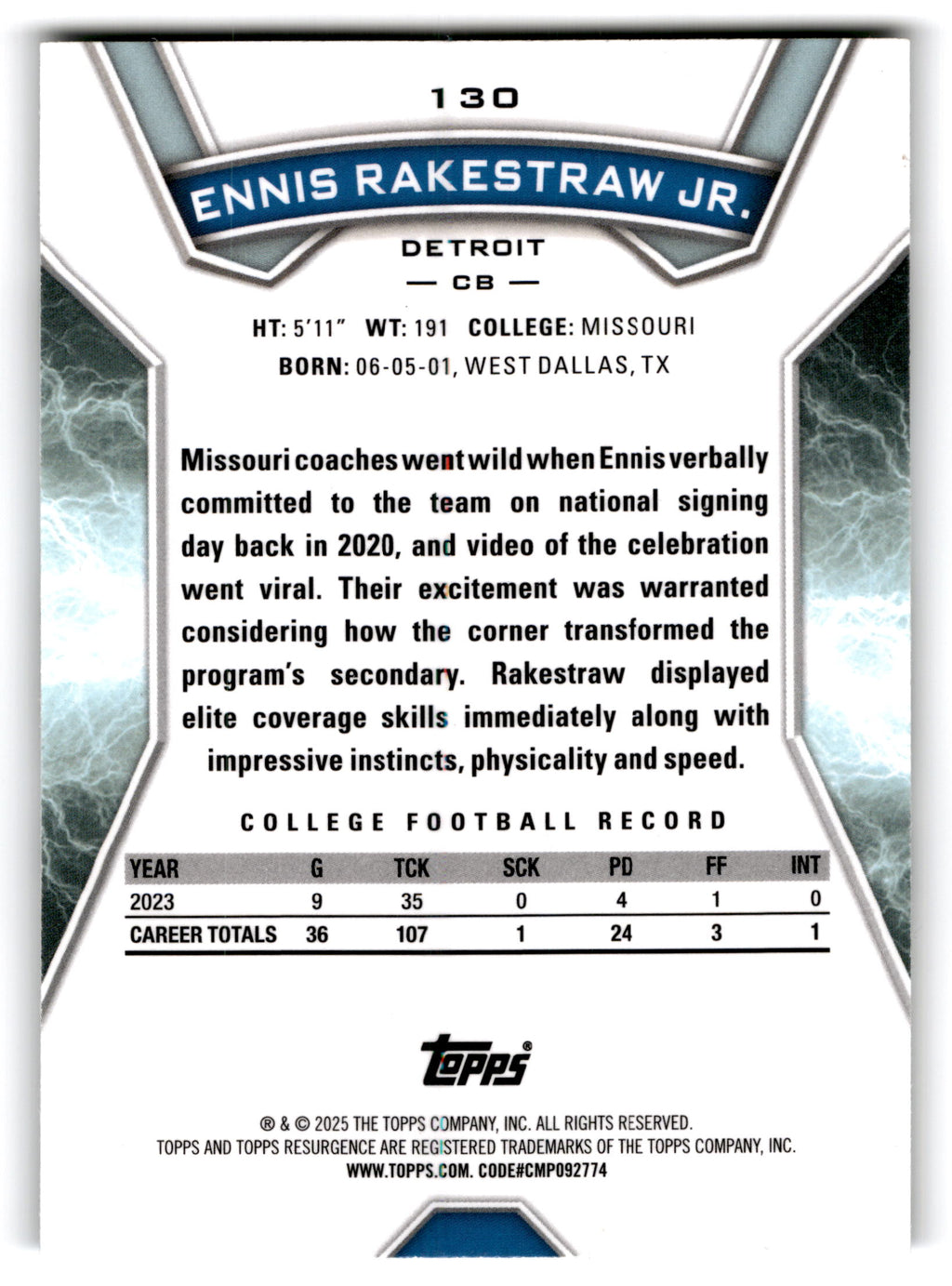 2025 Topps Ennis Rakestraw Jr. #130 RC