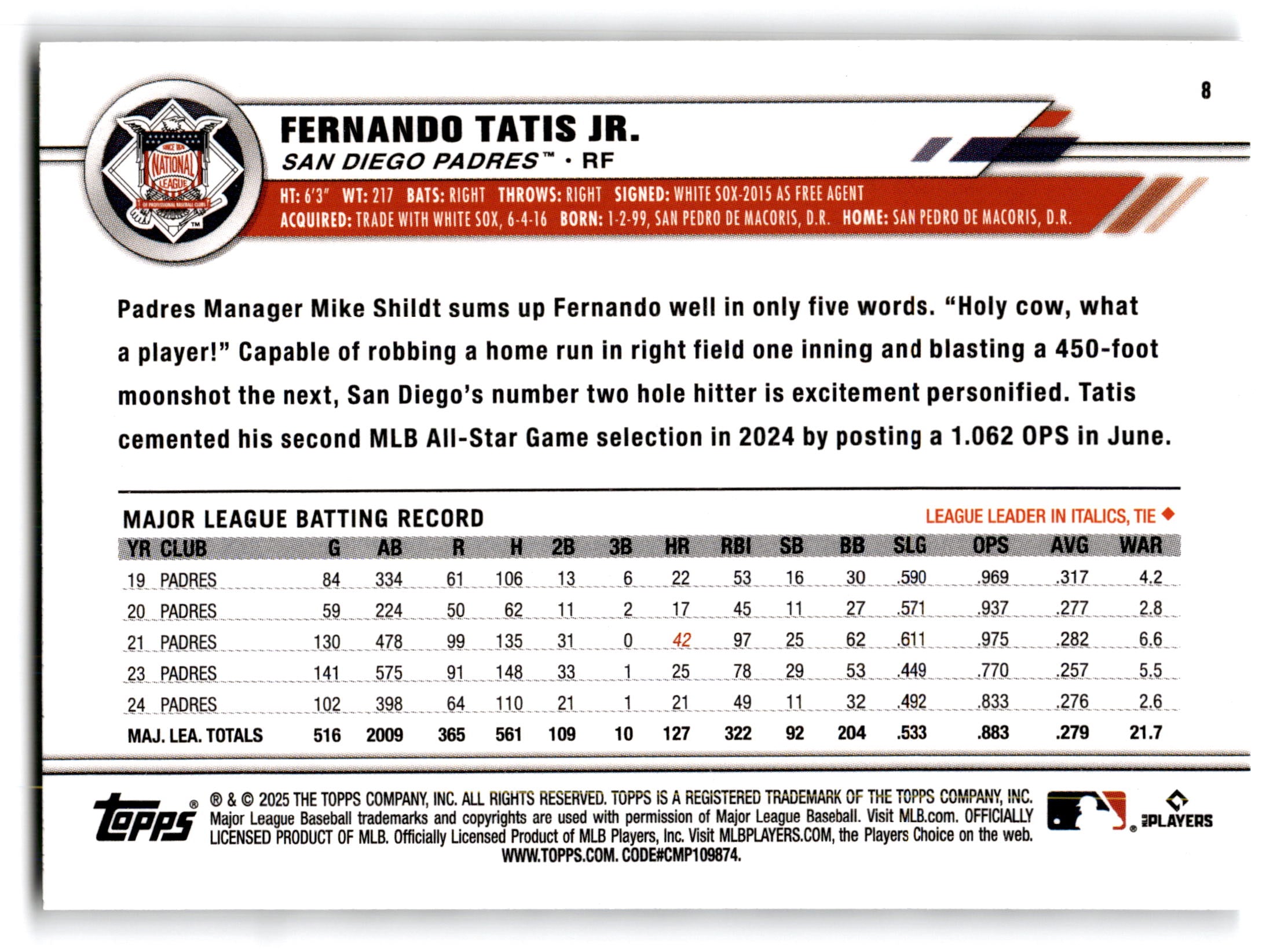 2025 Topps All-Star Game Fernando Tatis Jr. #8