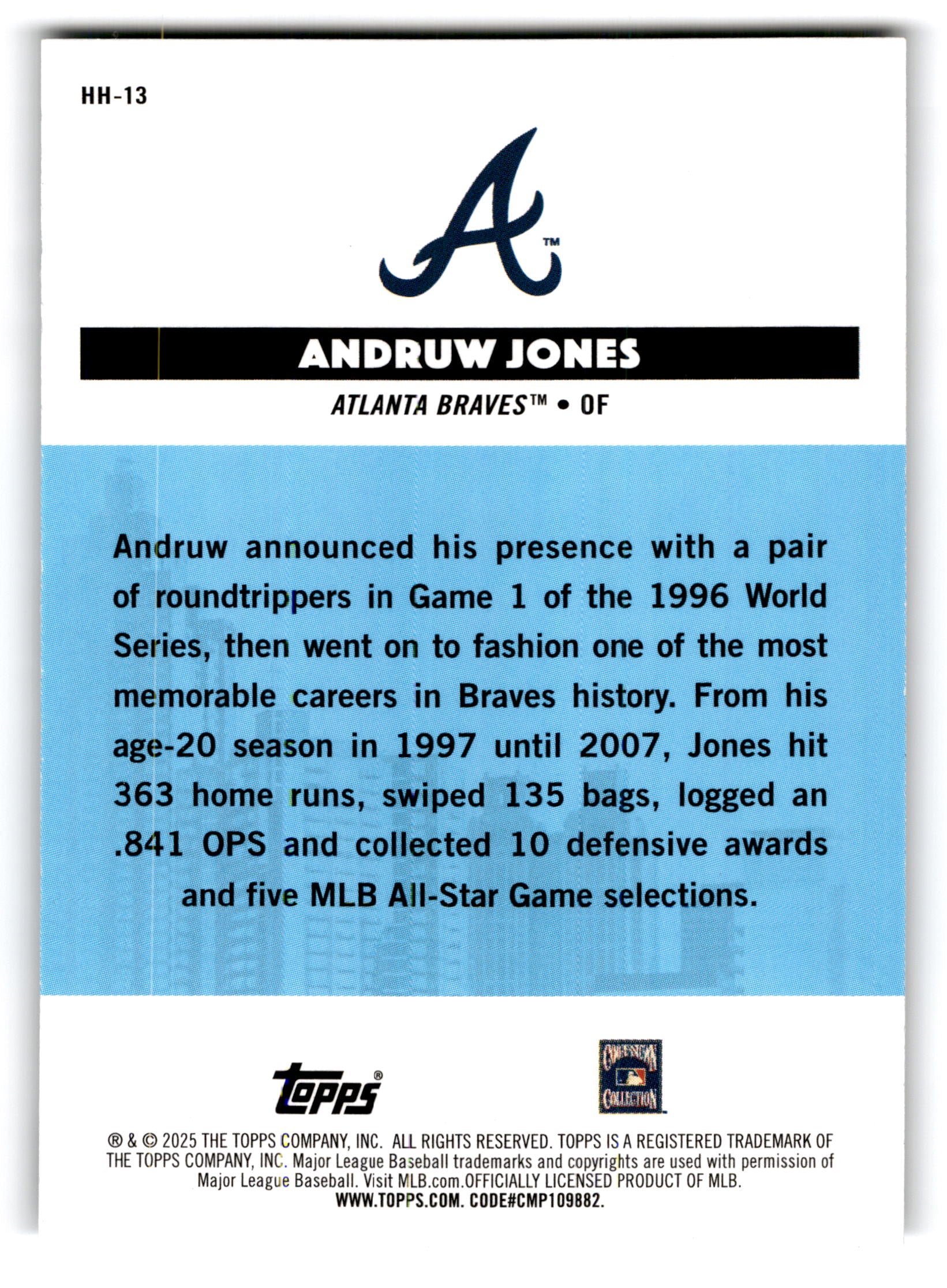 2025 Topps All-Star Game Homegrown Heroes Andruw Jones #HH-13