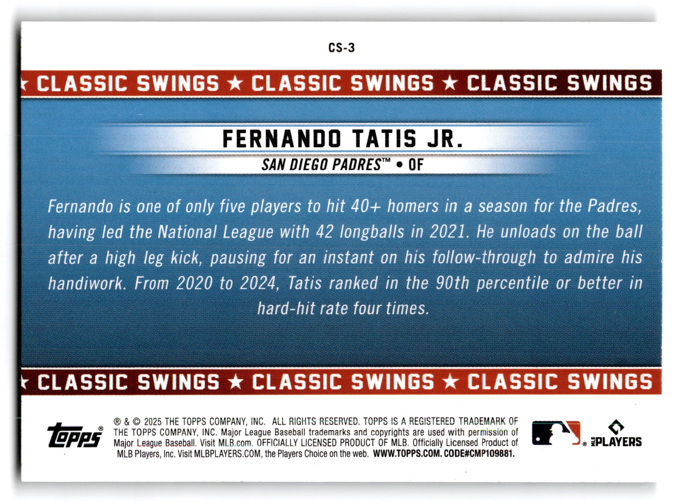 2025 Topps All-Star Game Classic Swings Fernando Tatis Jr. #CS-3