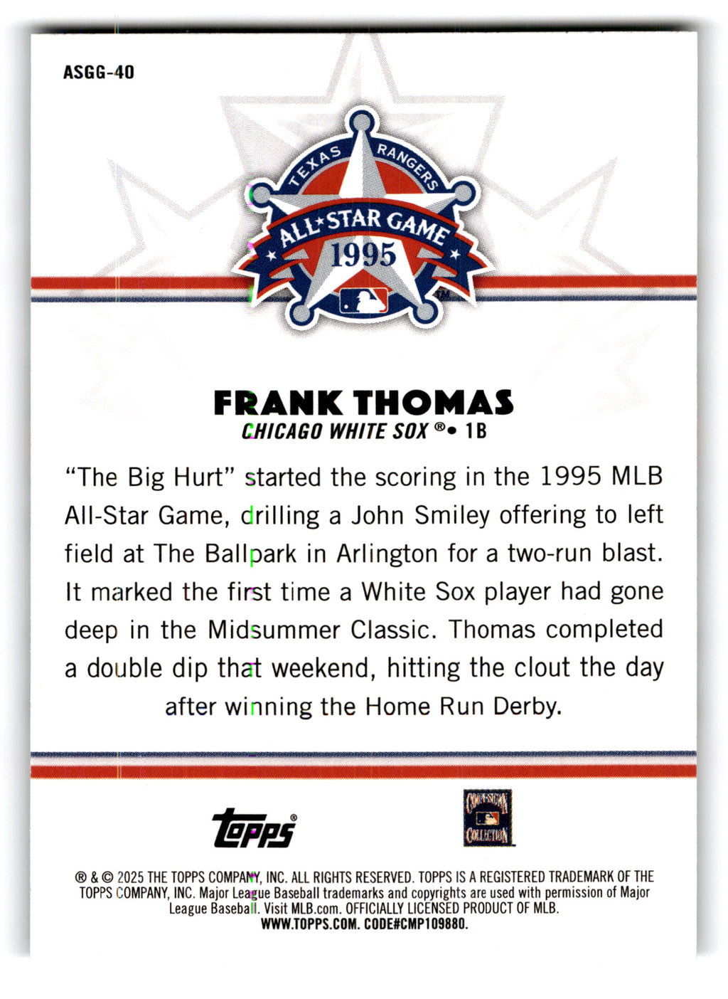 2025 Topps Update All-Star Game Greats Frank Thomas #ASGG-40