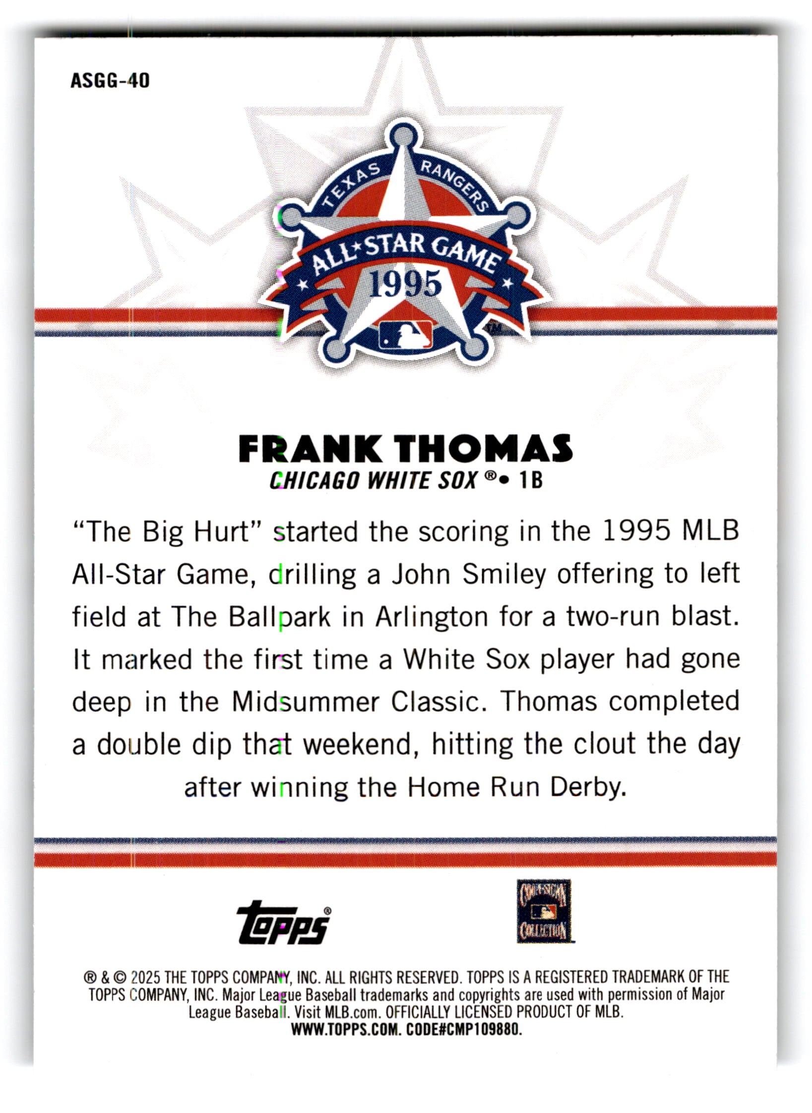 2025 Topps Update All-Star Game Greats Frank Thomas #ASGG-40