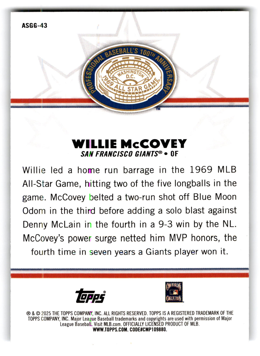 2025 Topps MLB All-Star Game Greats Willie McCovey #ASGG-43