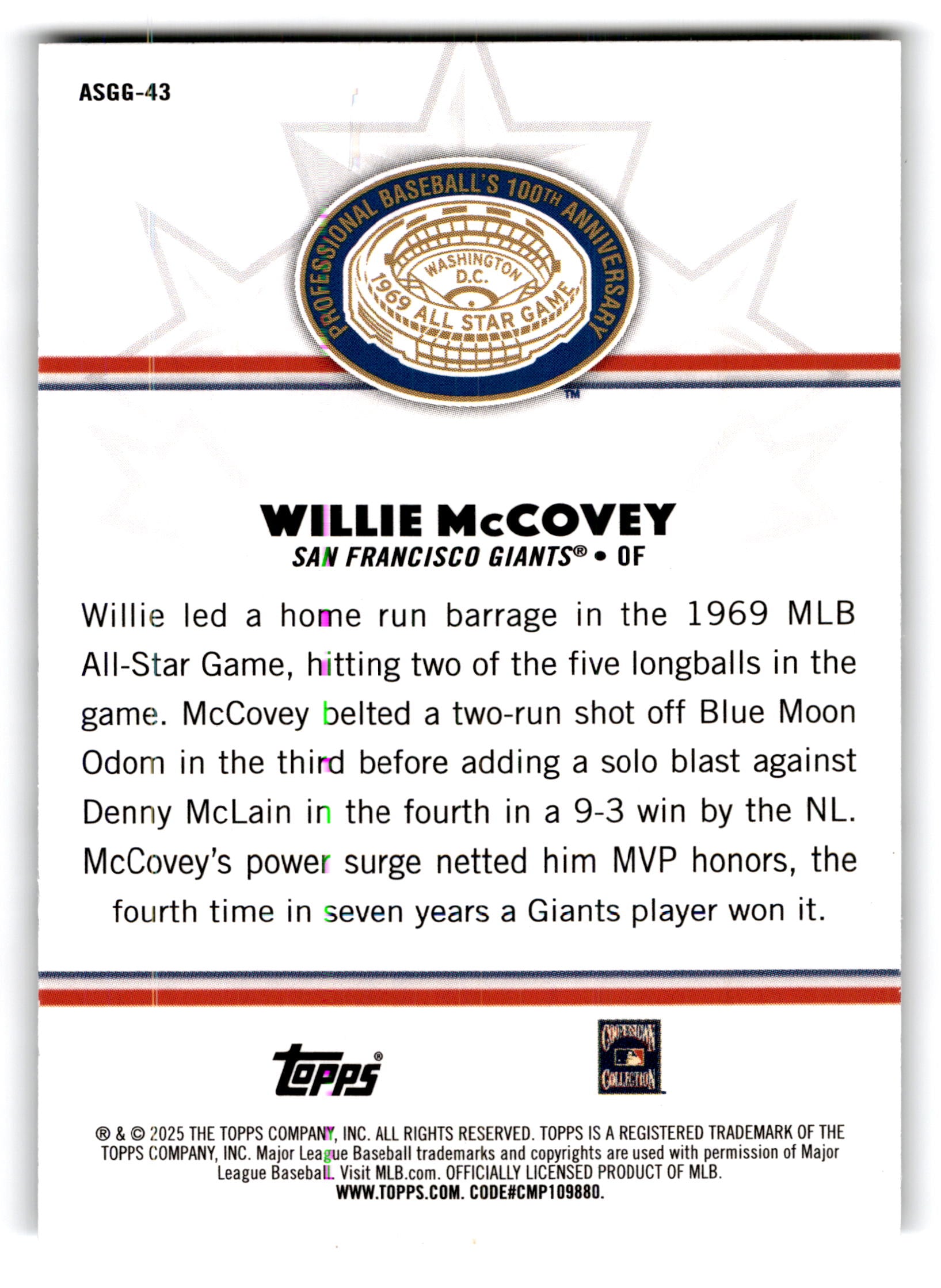 2025 Topps MLB All-Star Game Greats Willie McCovey #ASGG-43