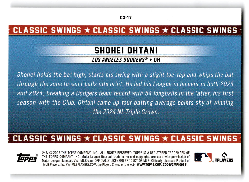 2025 Topps All-Star Game Classic Swings Shohei Ohtani #CS-17