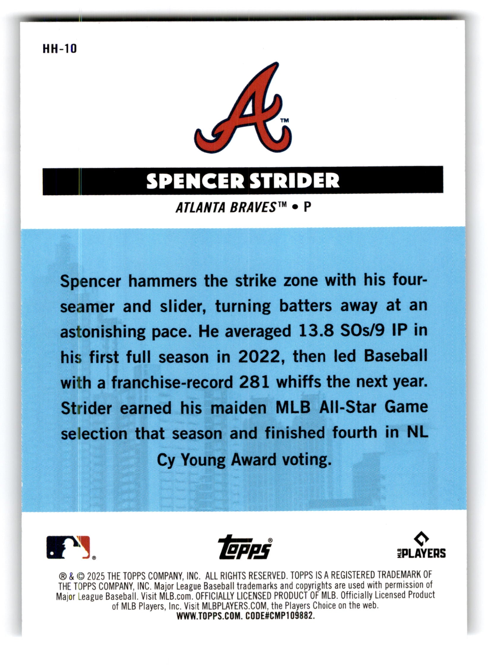2025 Topps All-Star Game Hometown Heroes Spencer Strider #HH-10