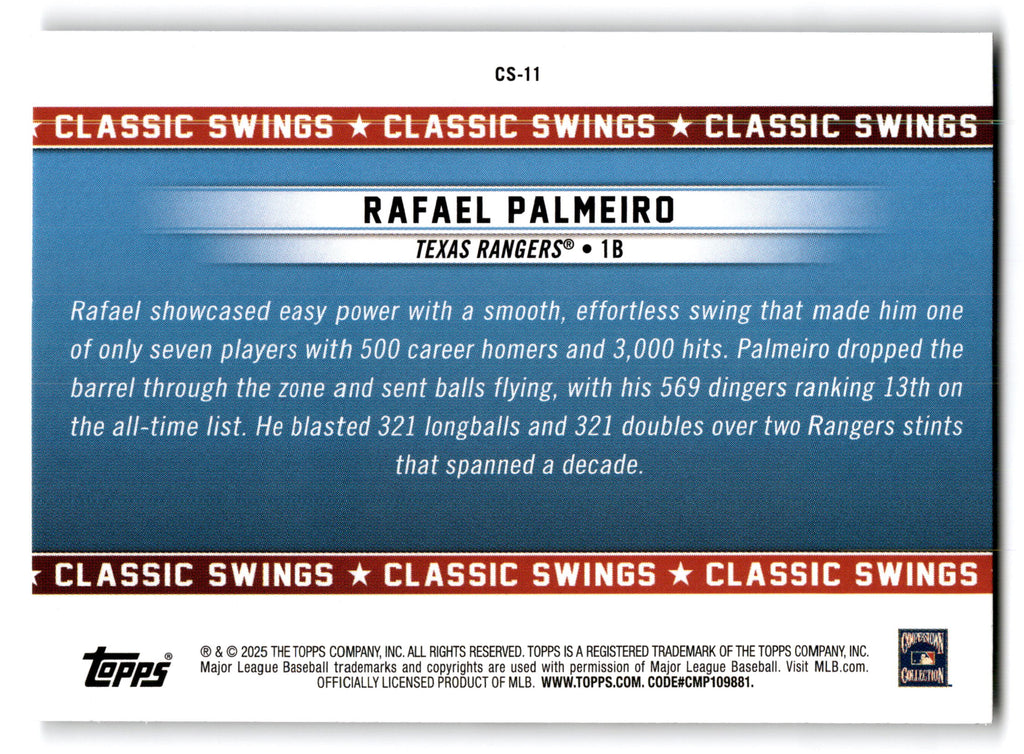 2025 Topps All-Star Game Classic Swings Rafael Palmeiro #CS-11