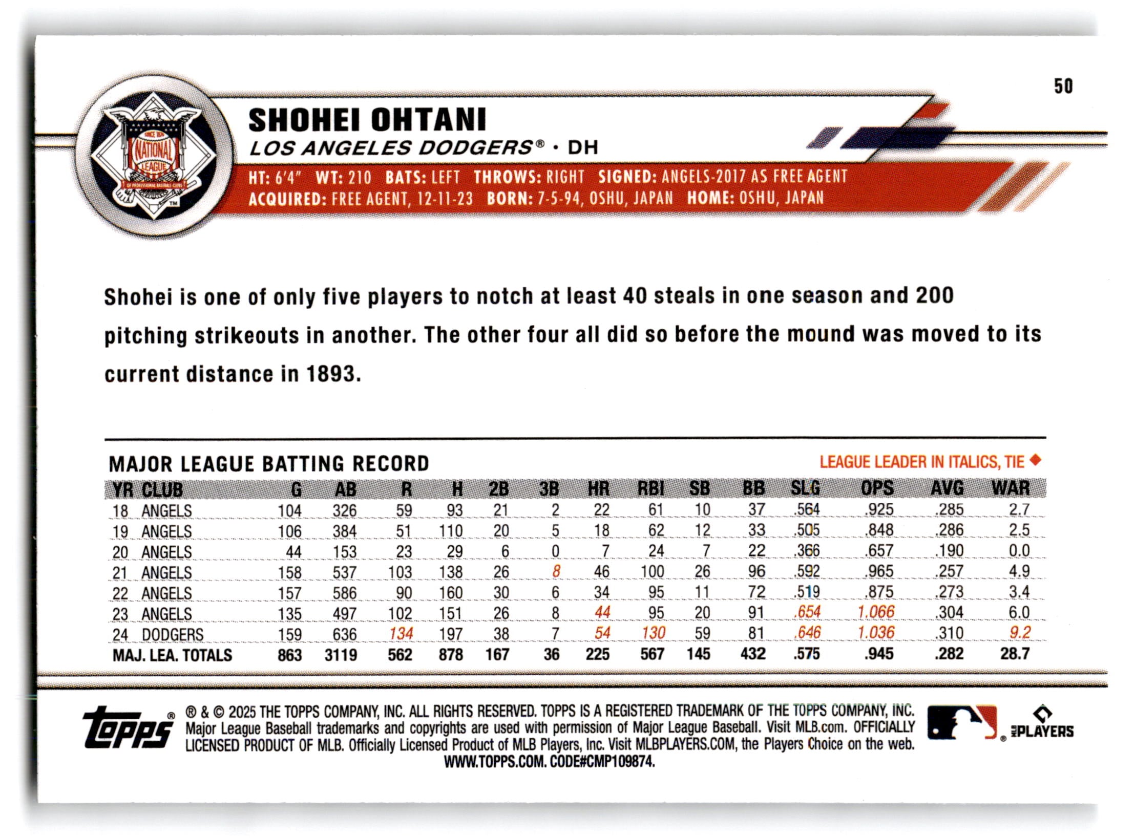 2025 Topps All-Star Game Shohei Ohtani #50