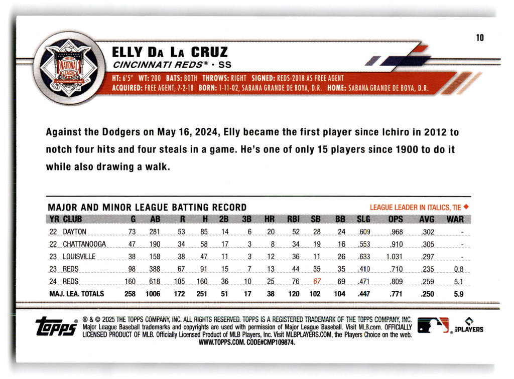 2025 Topps All-Star Game Elly De La Cruz #10