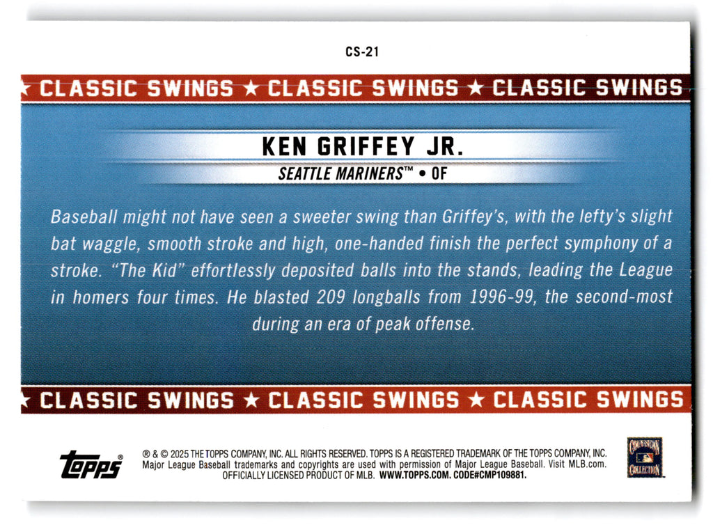 1996 Topps All-Star Game Classic Swings Ken Griffey Jr. #CS-21
