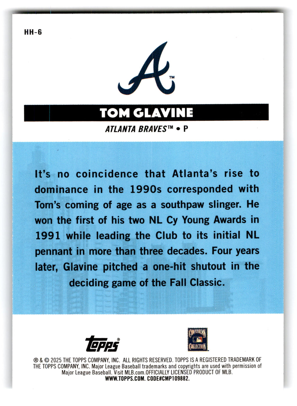 2025 Topps All-Star Game Hometown Heroes Tom Glavine #HH-6