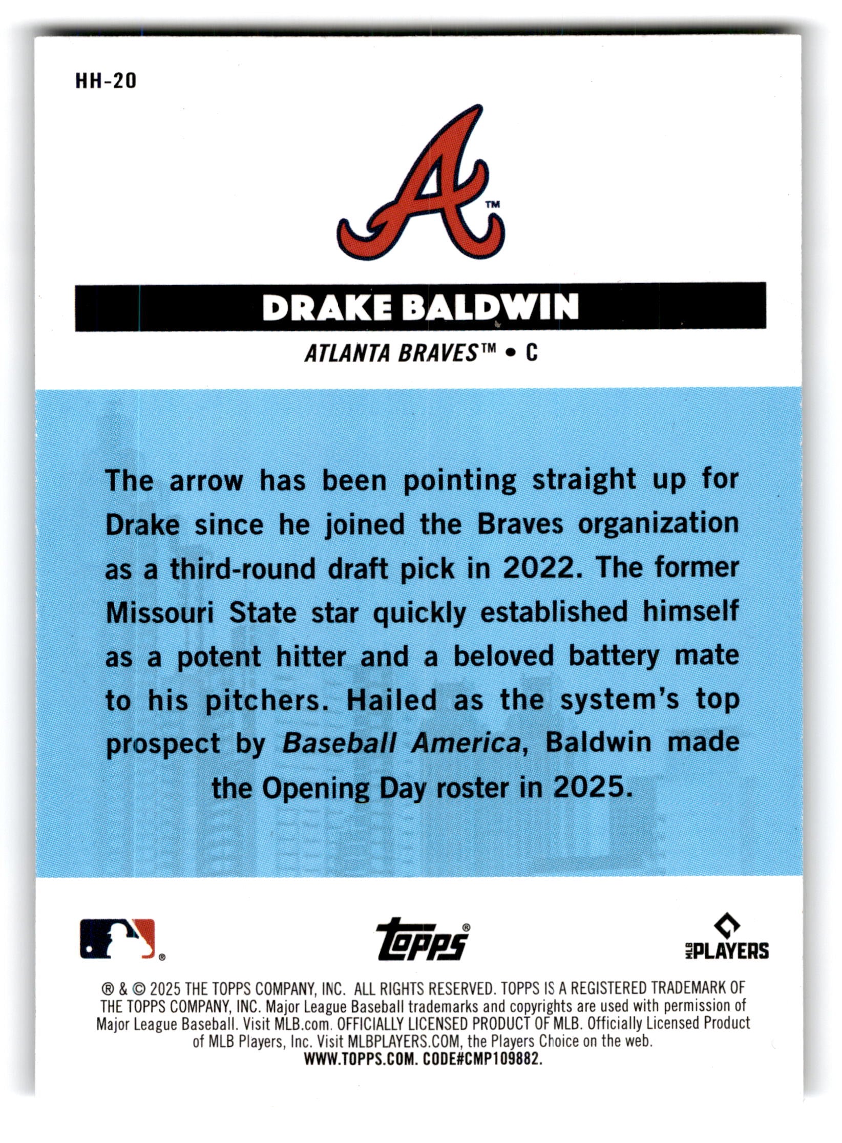 2025 Topps Homegrown Heroes Drake Baldwin #HH-20