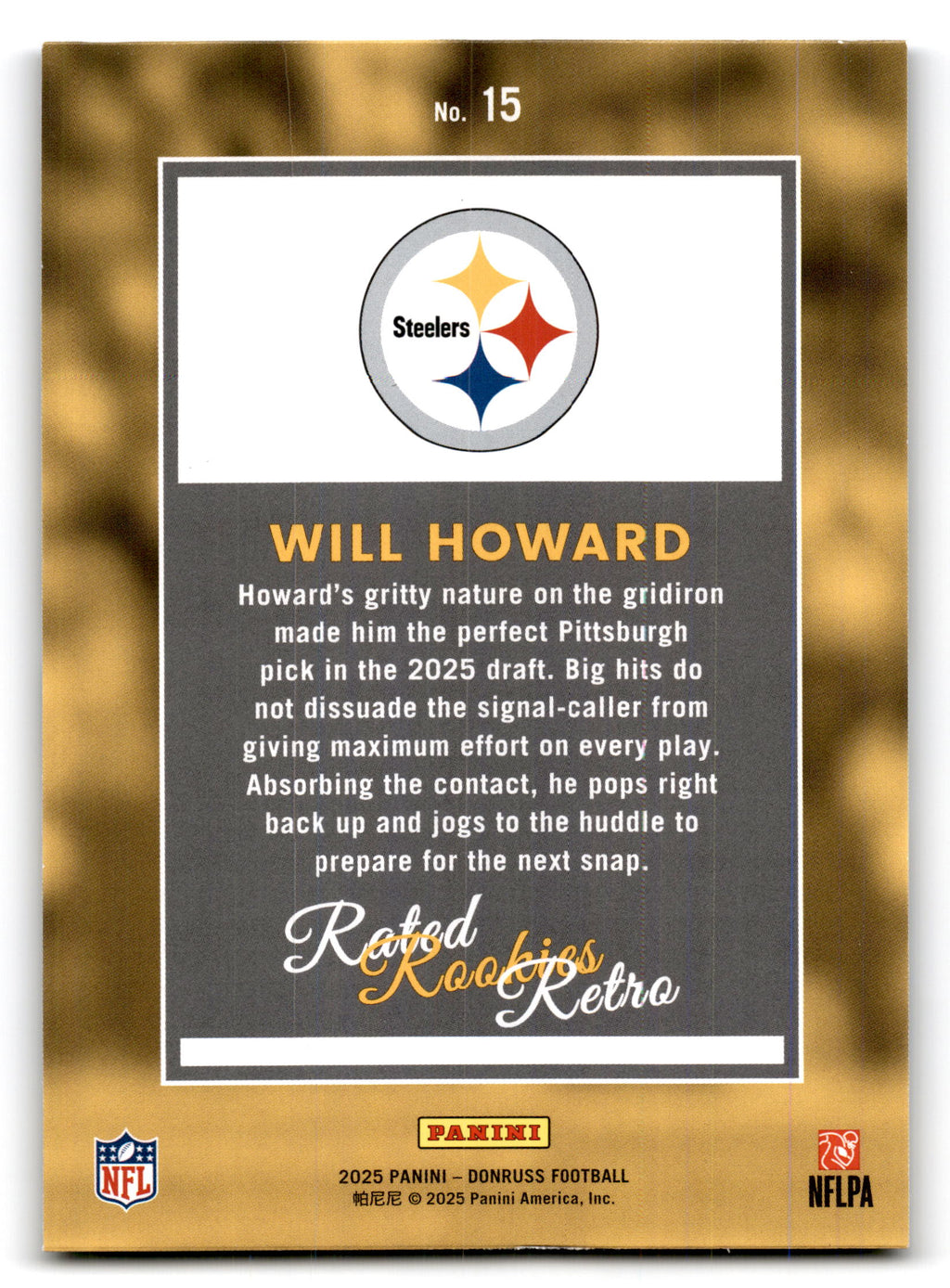 2025 Panini Donruss Rated Rookies Retro Will Howard #15