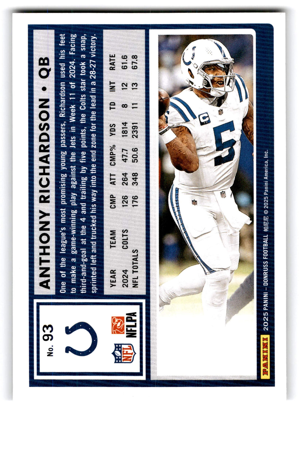 2025 Panini Donruss Football Anthony Richardson #93