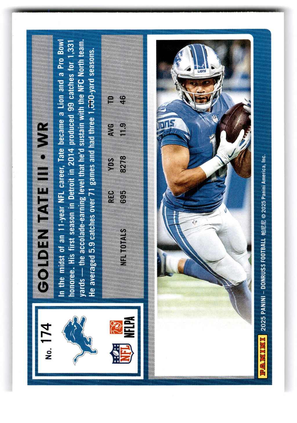 2025 Panini Donruss Football Golden Tate III #174
