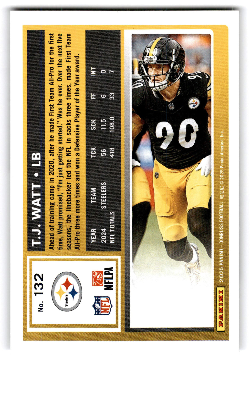 2025 Panini Donruss Football T.J. Watt #132