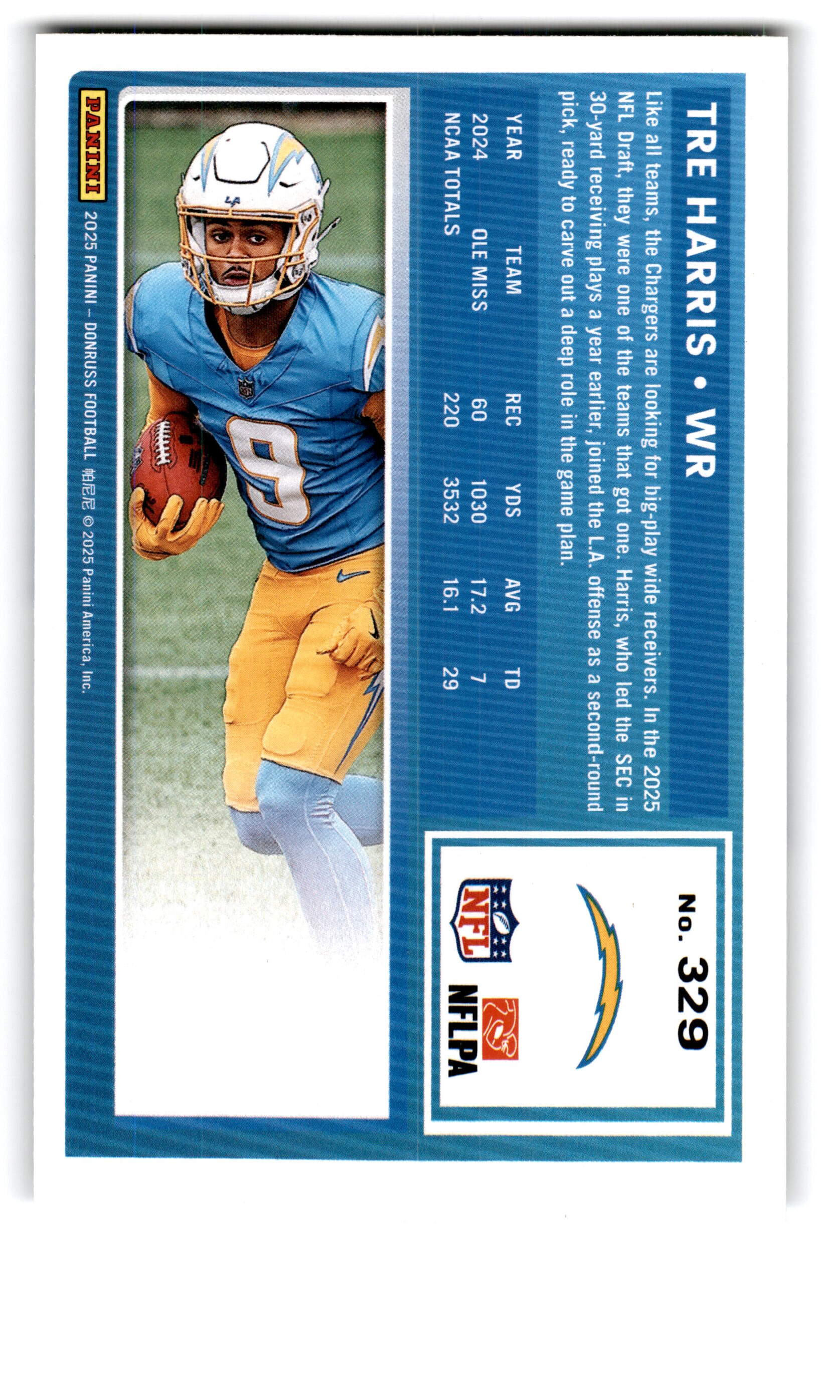 2025 Panini Donruss Rated Rookie Tre Harris #329