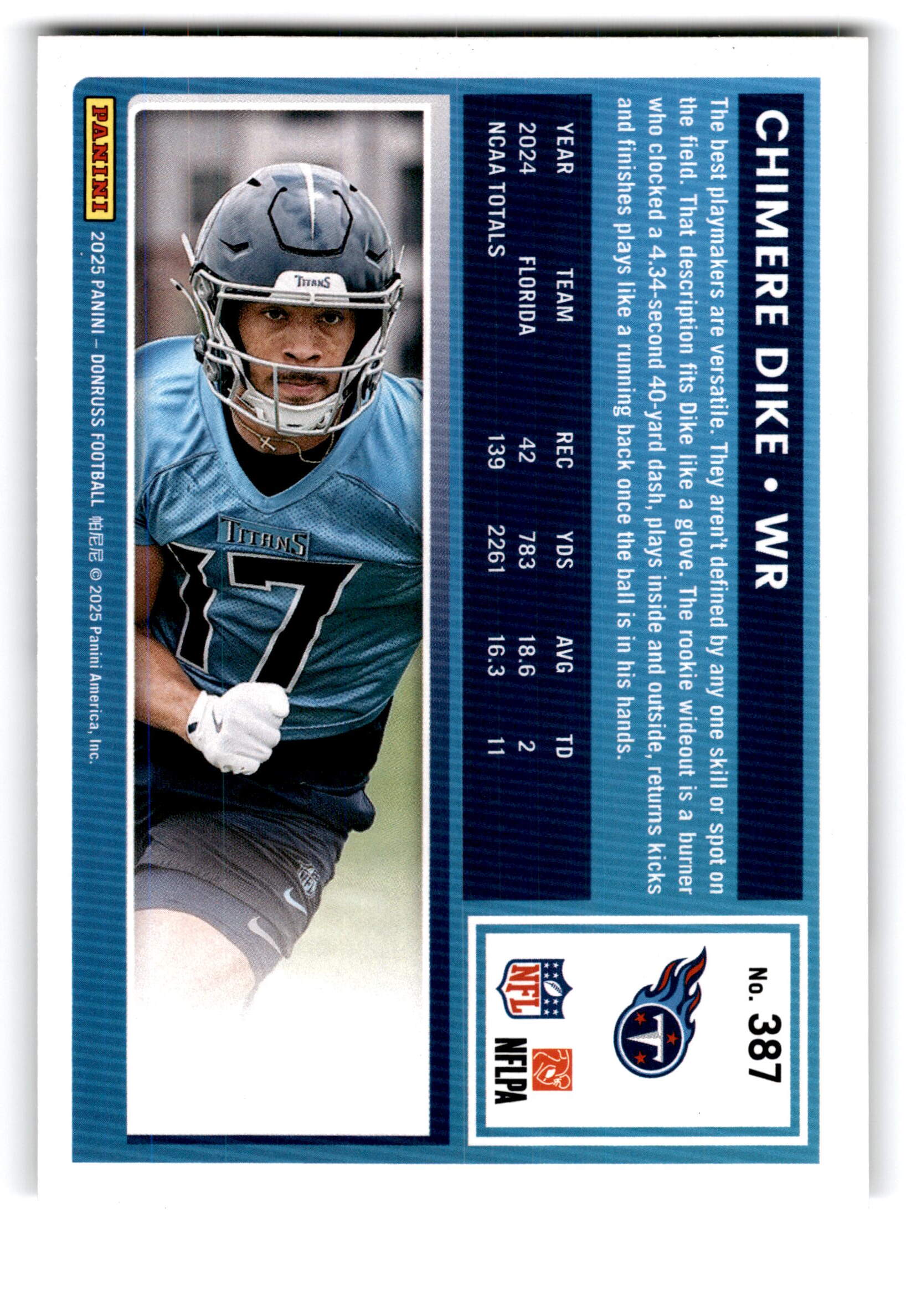 2025 Panini Donruss Football Chimere Dike #387