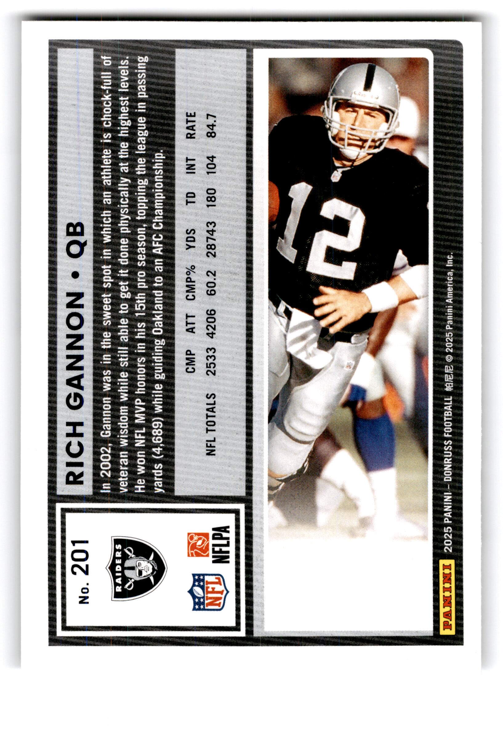 2025 Donruss Football Rich Gannon #201