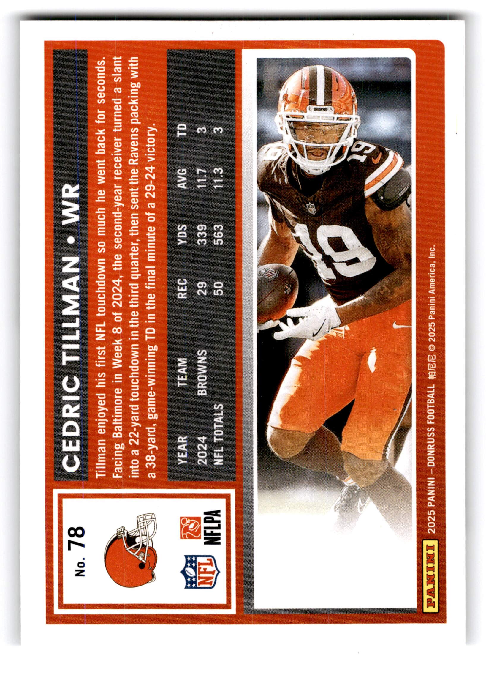 2025 Panini Donruss Football Cedric Tillman #78