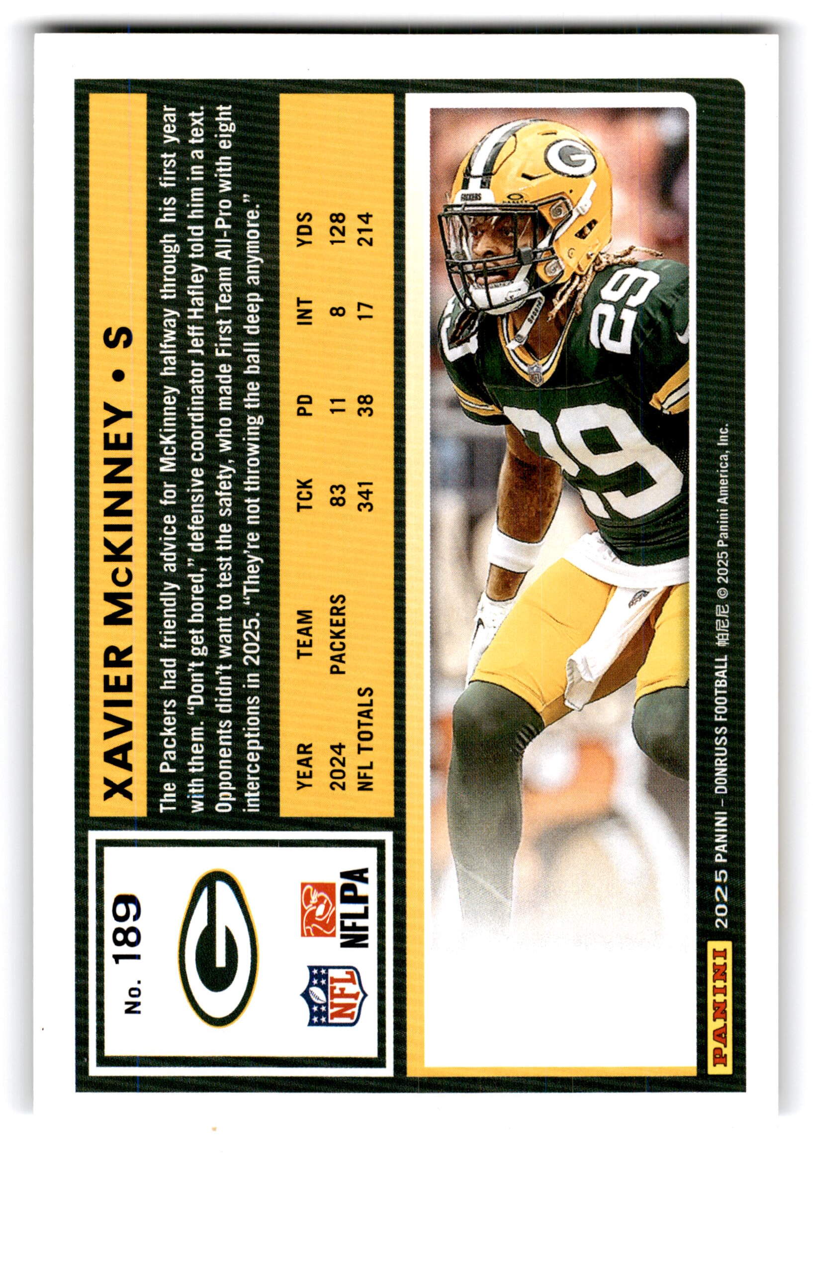 2025 Panini Donruss Xavier McKinney #189