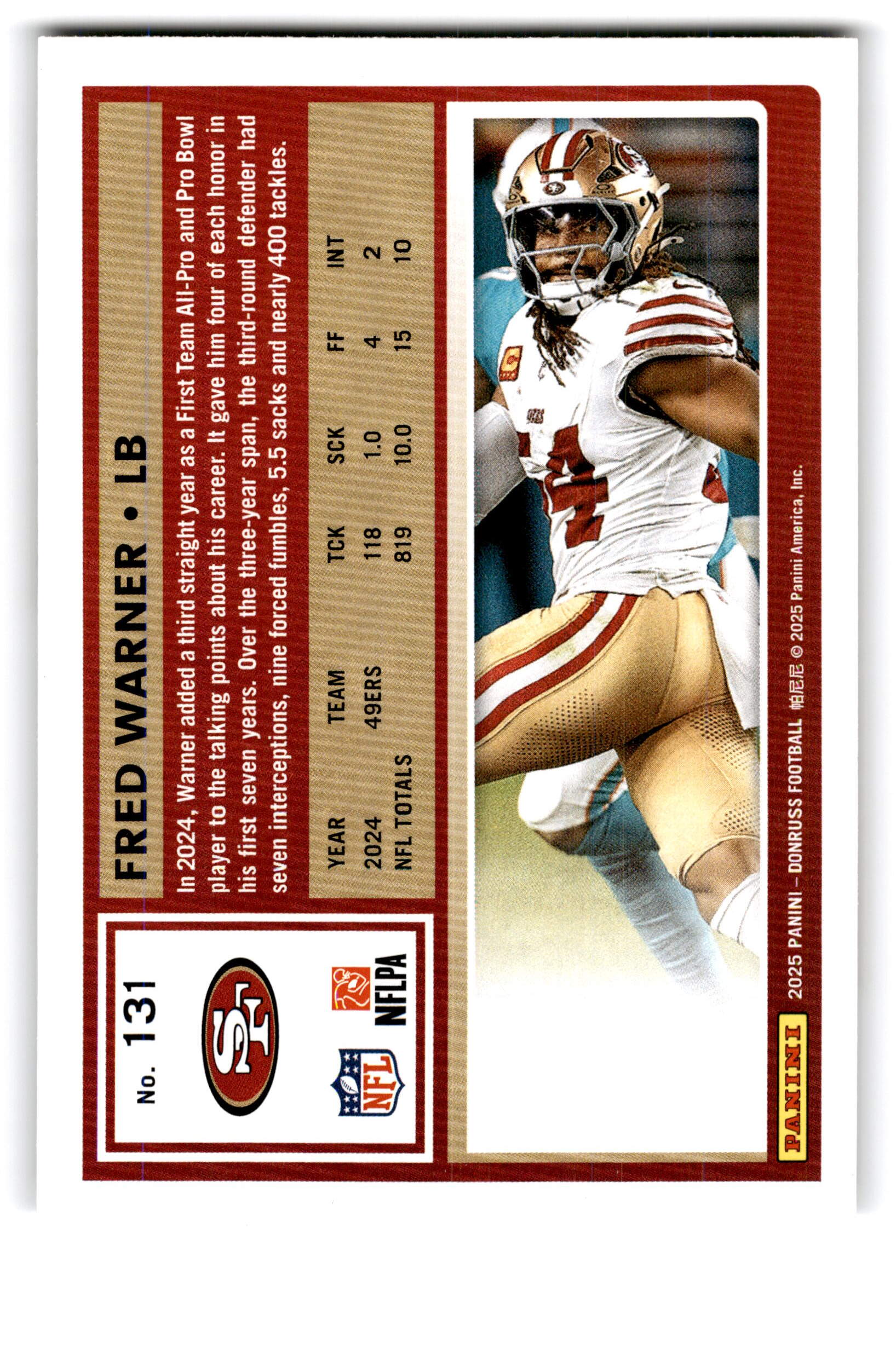 2025 Panini Donruss Football Fred Warner #131