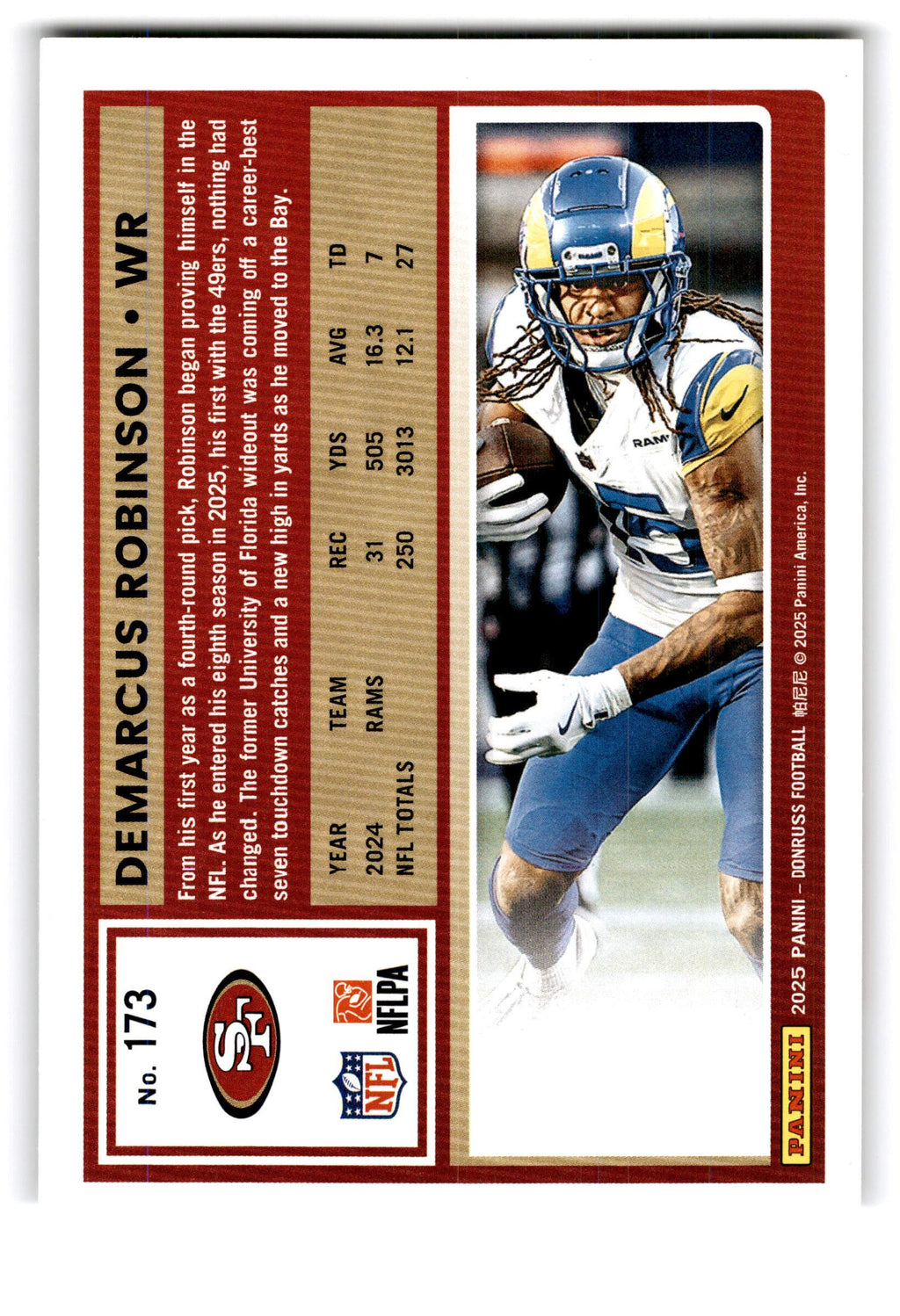 2025 Panini Donruss Football Demarcus Robinson #173