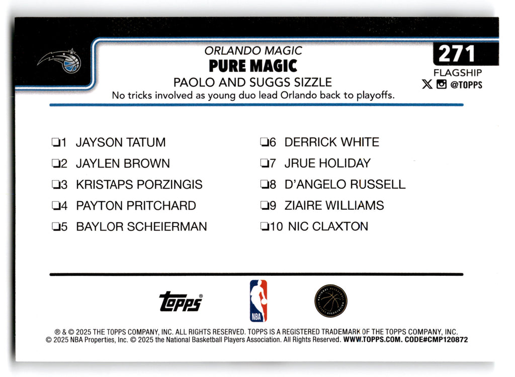 2025 Topps Flagship Jalen Suggs Paolo Banchero #271