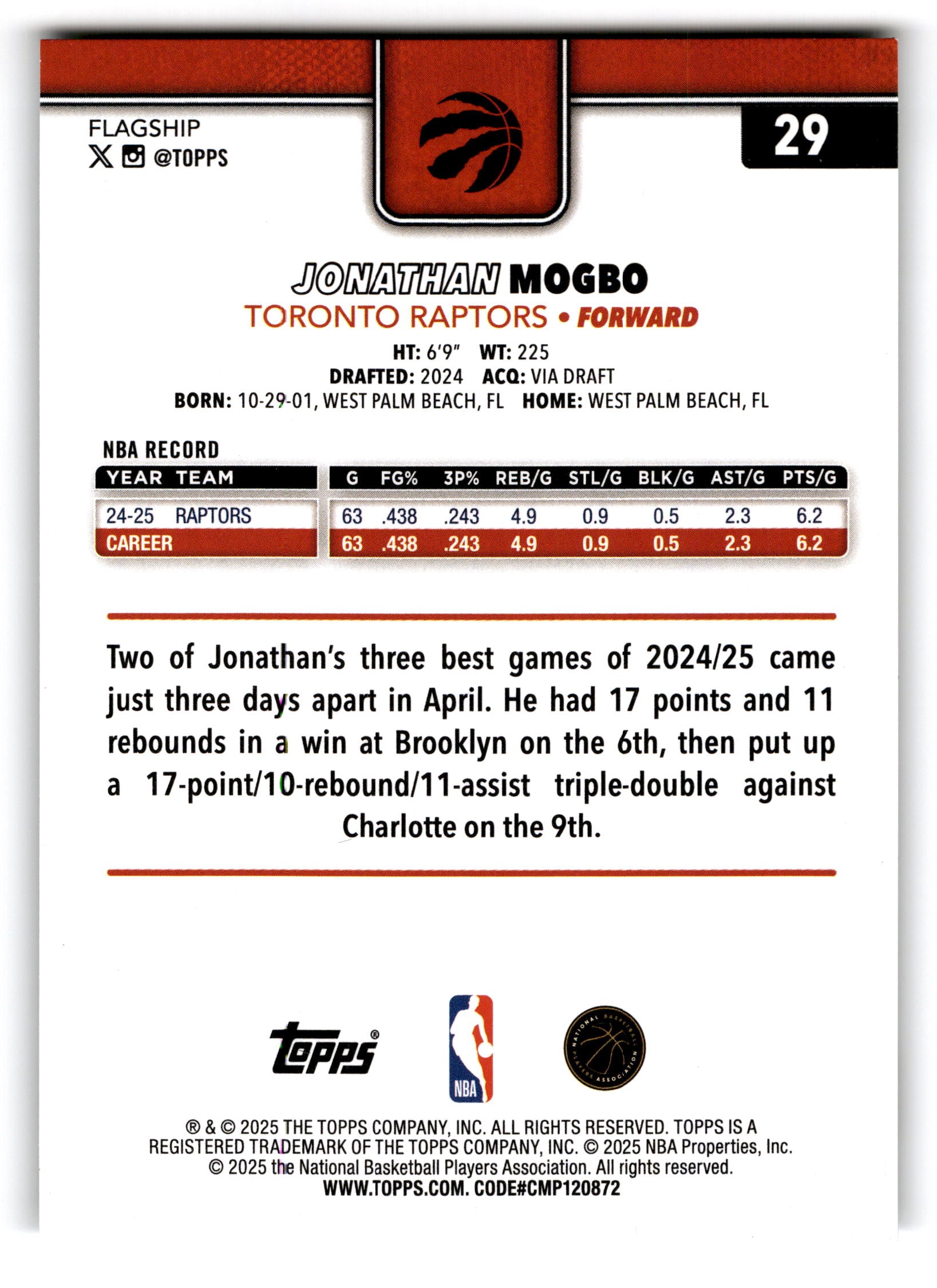 2025 Topps Flagship Jonathan Mogbo #29