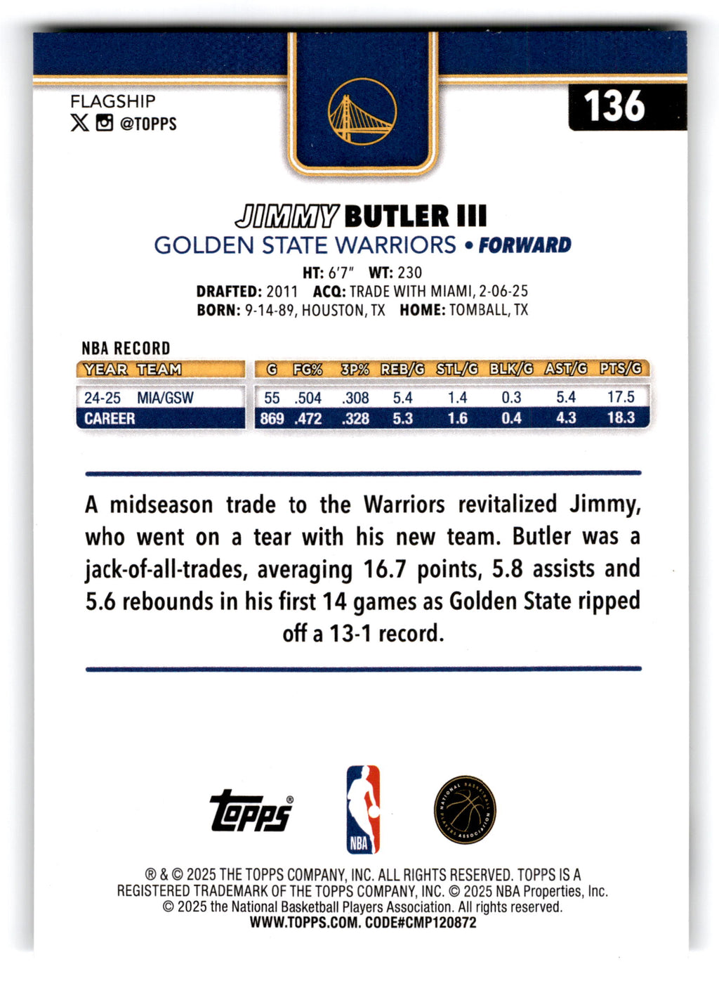 2025 Topps Flagship Jimmy Butler III #136