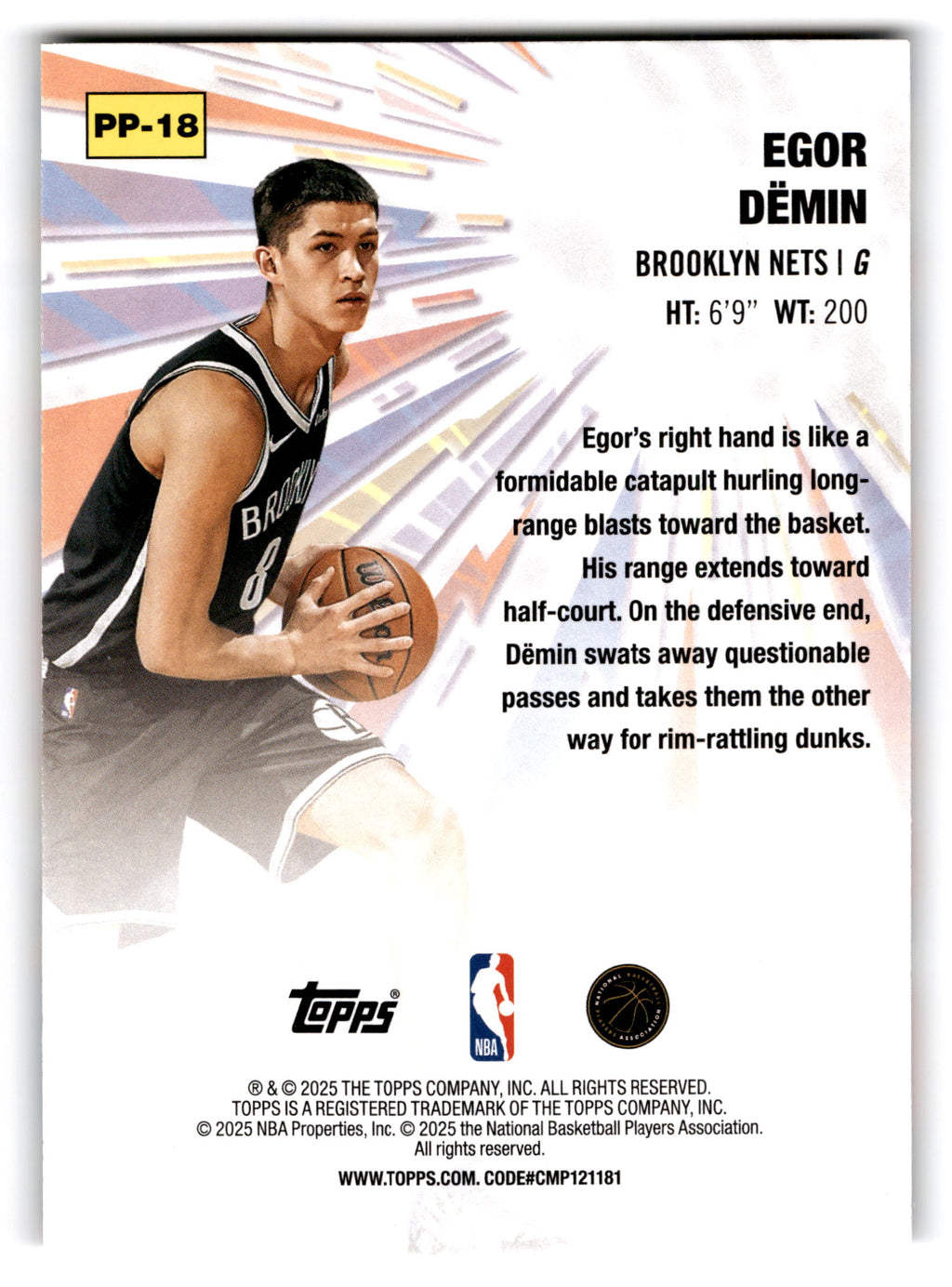2025 Topps Power Players Egor Demin #PP-18 RC