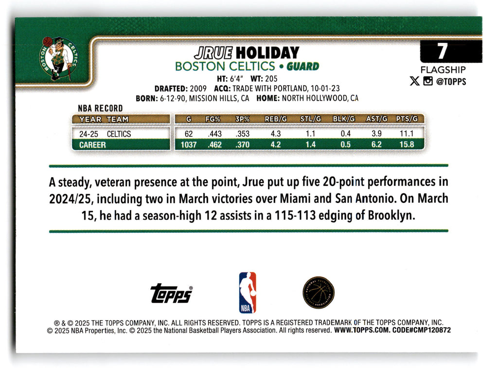 2025 Topps Flagship Jrue Holiday #7