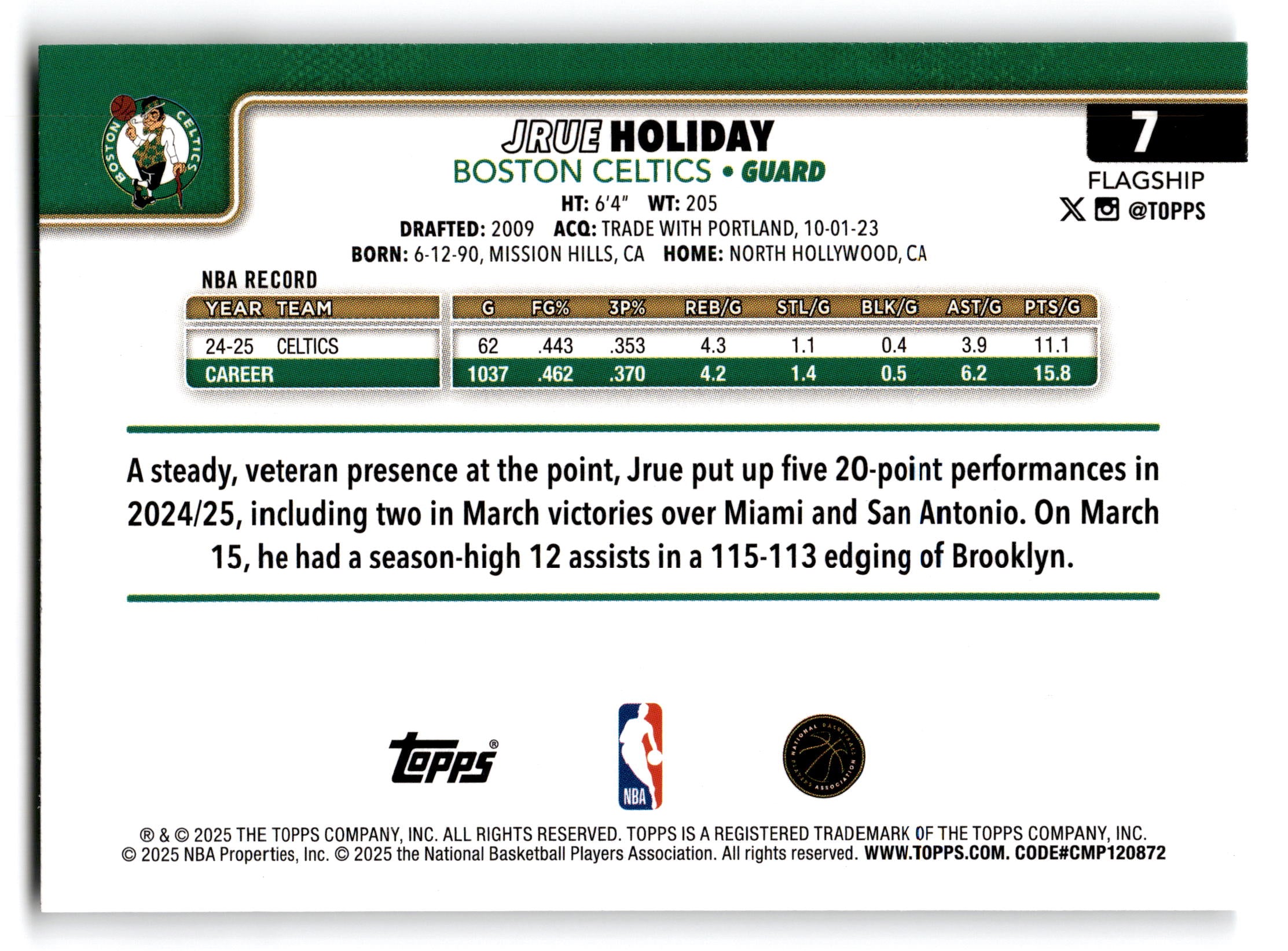 2025 Topps Flagship Jrue Holiday #7