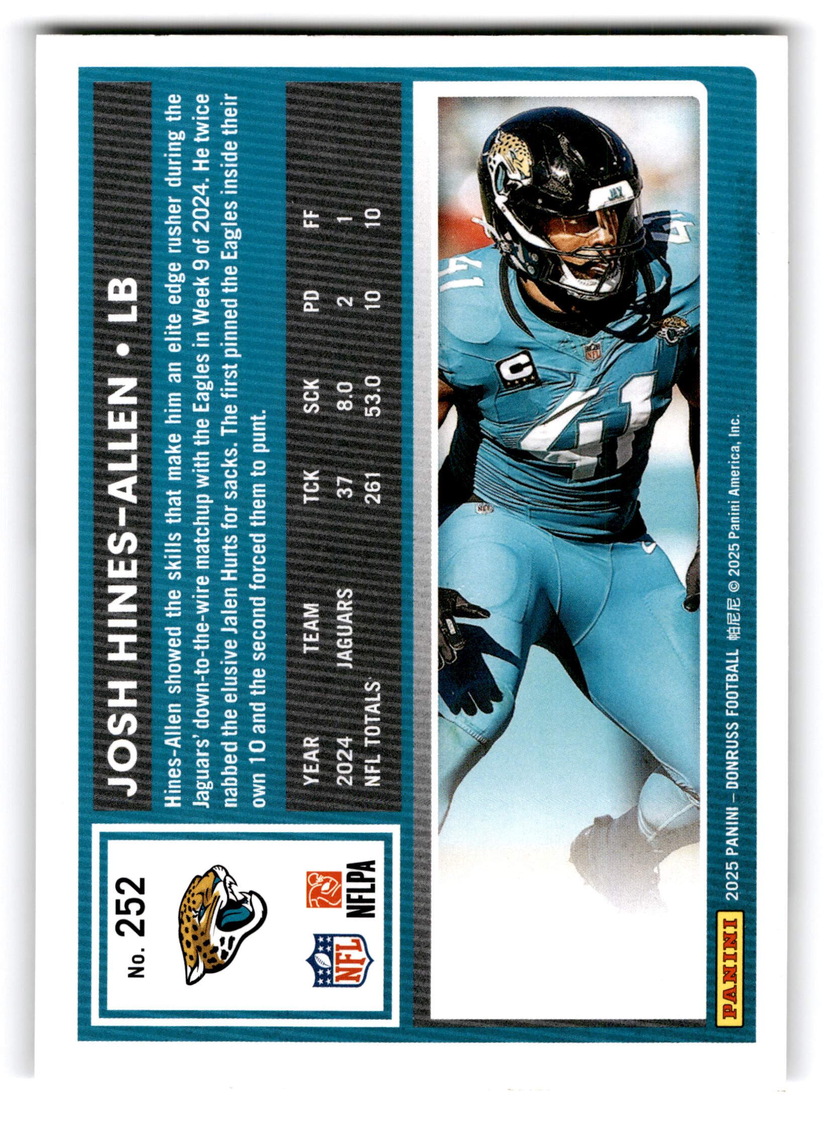 2025 Panini Donruss Football Josh Hines-Allen #252