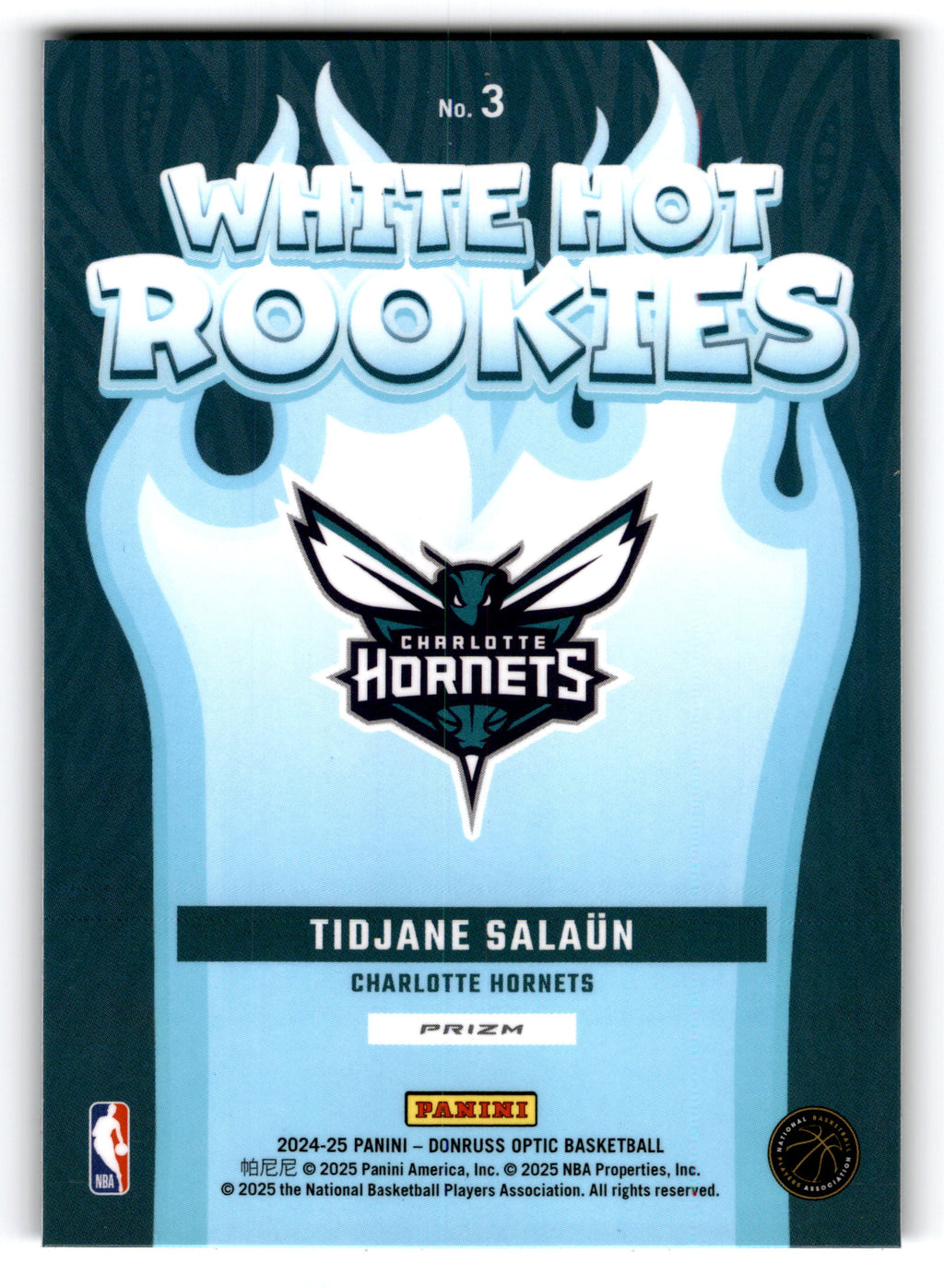 2025 Panini Donruss Optic White Hot Rookies Tidjane Salaün #3 Prizm