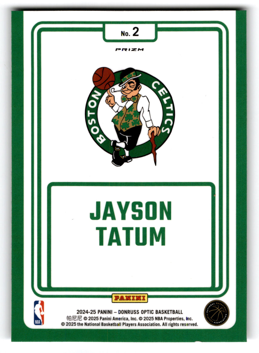 2025 Panini Donruss Optic Winner Stays Jayson Tatum #2 Prizm