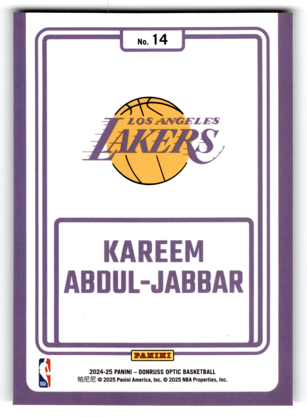 2025 Panini Donruss Optic Winner Stays Kareem Abdul-Jabbar #14